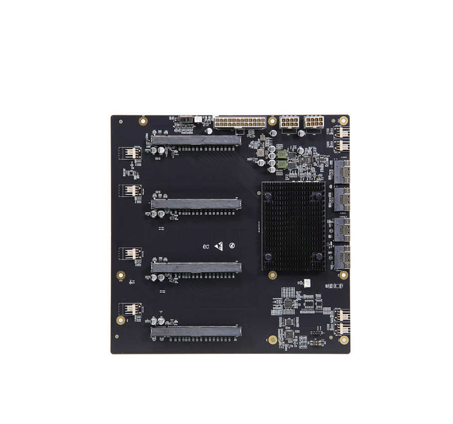 Slimsas to PCle 4.0 PLX88096 4-card GPU four-slot expansion baseboard 65mm width