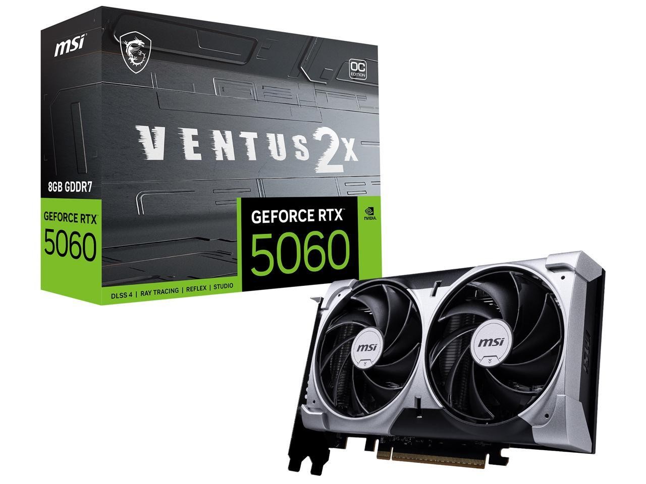 MSI Ventus GeForce RTX 5060 8GB GDDR7 PCI Express 5.0 x 16 (use x8) Graphics Car