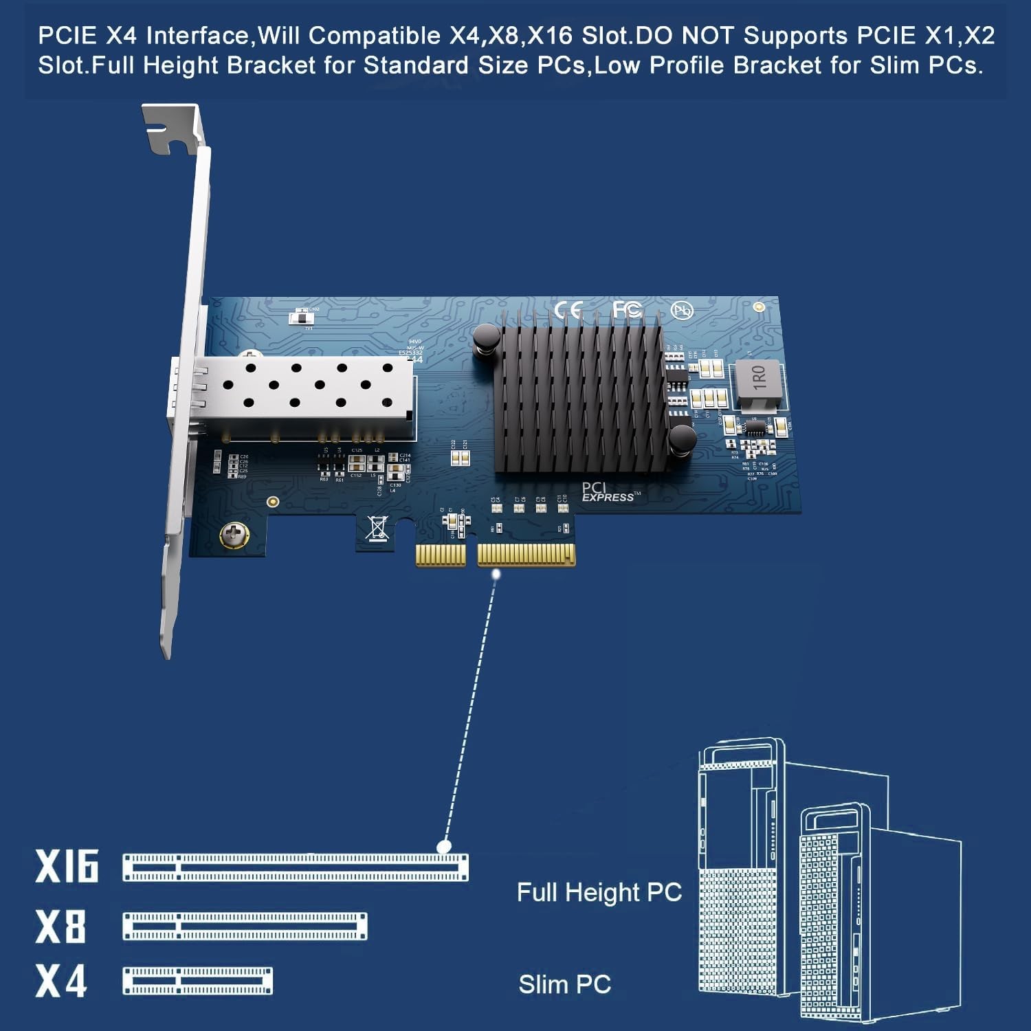 Intel 82599ES 10Gbps 1 Port SFP+PCI-E X520-DA1 Ethernet Server Adapter NIC Card