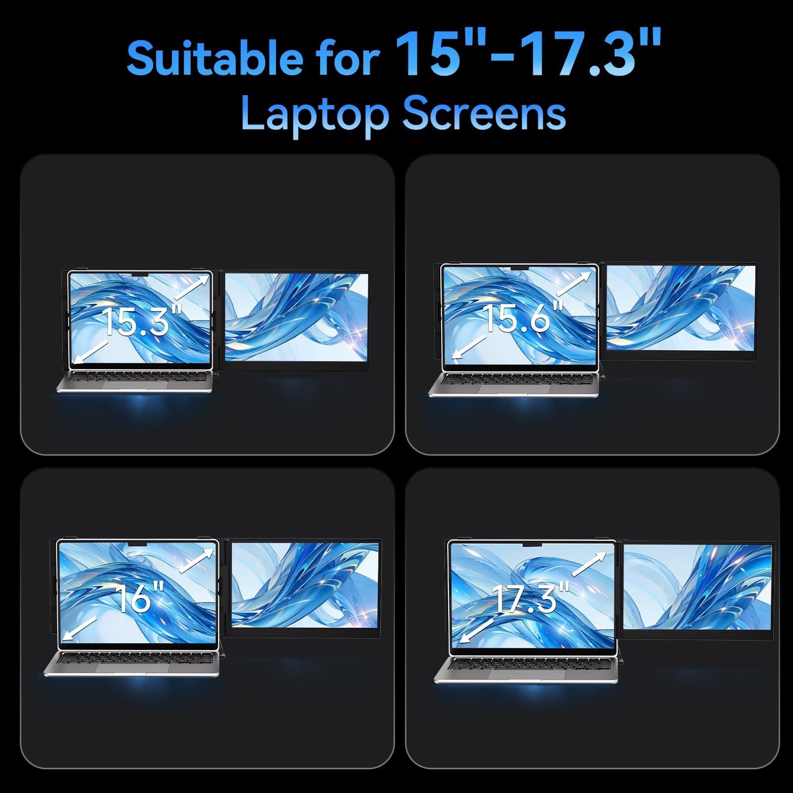 Larksmile Laptop Screen Extender, 15.3″ 16:10 IPS 100% sRGB 15.3″, Black