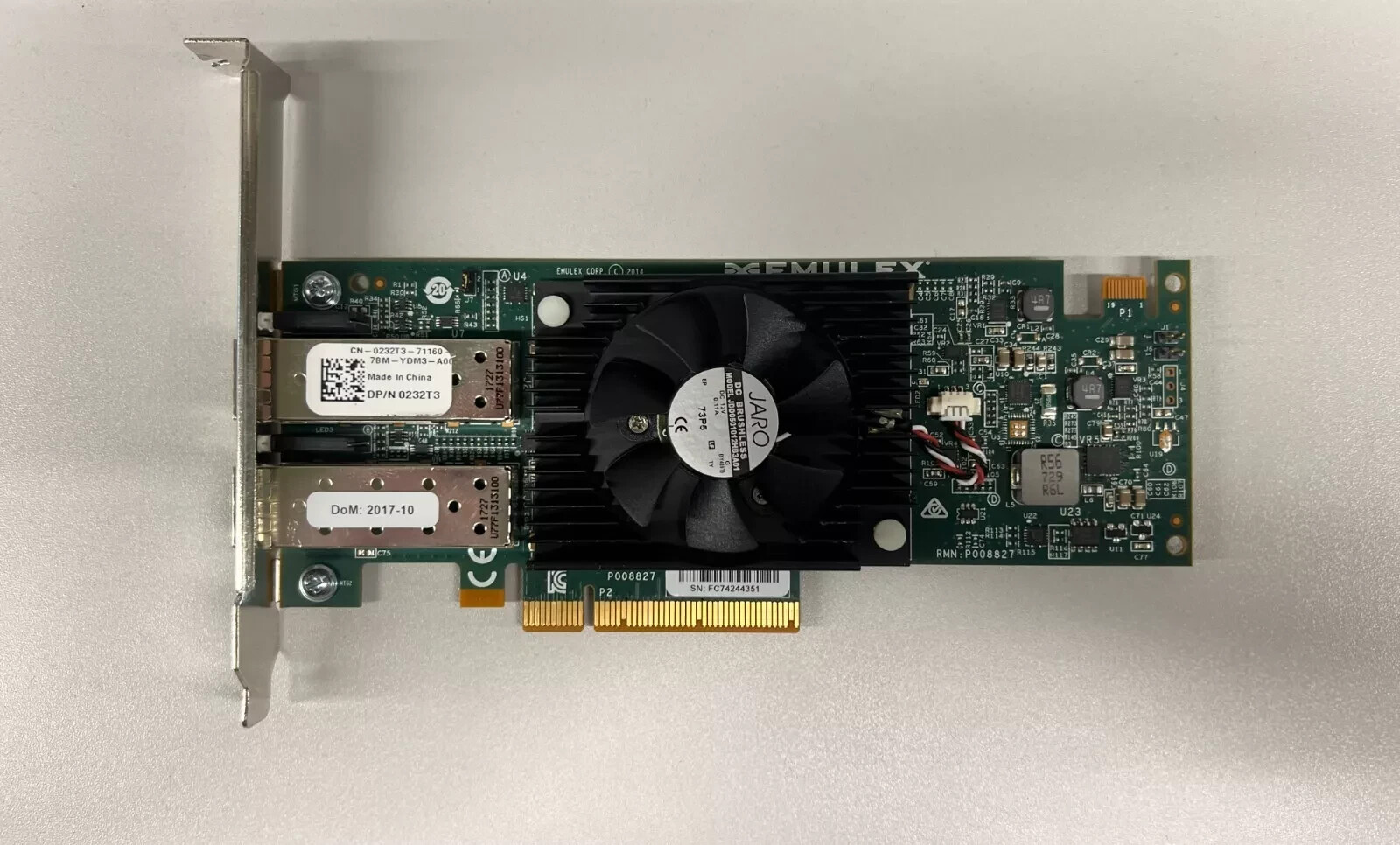 Dell Emulex 10Gb Dual Port SFP PCIe Network Adapter Dell P/N: 0DDF4D DDF4D