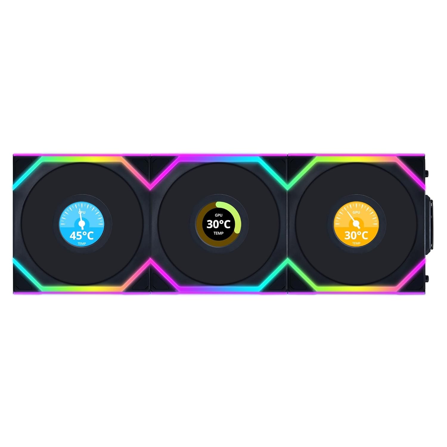 Lian Li UNI FAN SL Wireless LCD 120 Triple Pack Black 12SLLCD1W3B