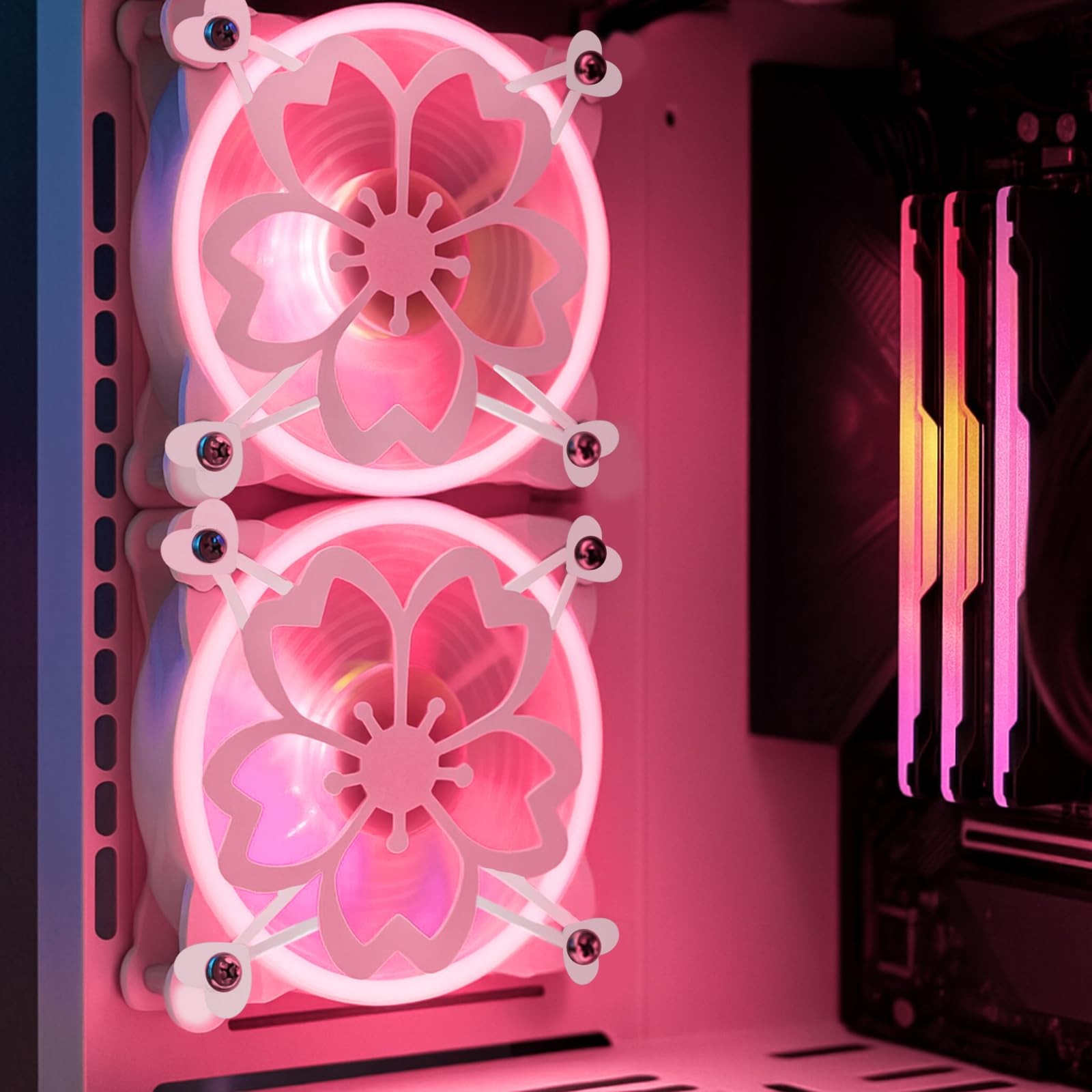 120mm Pink Sakura Fan Grill Metal Cover with Screws – Cute PC Decor for Gaming