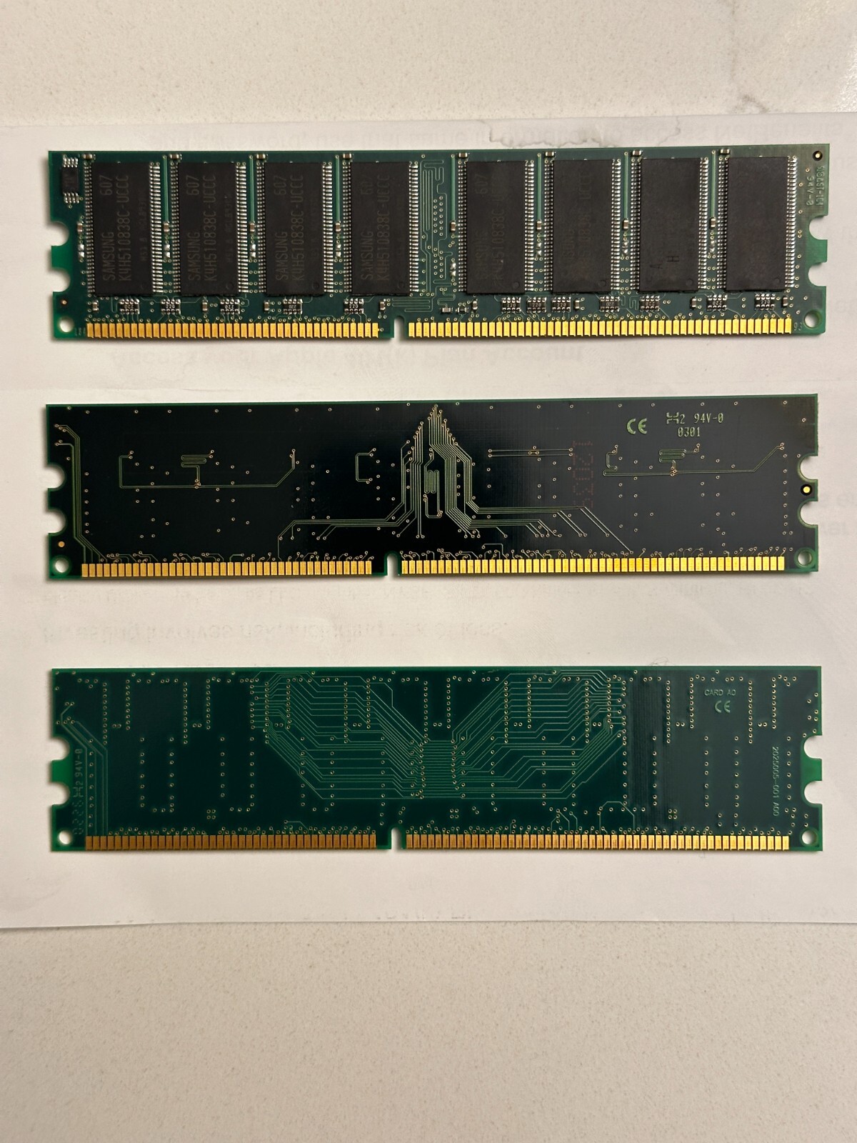 Assorted Lot of 3 pcs PC Desktop DDR RAM Memory Mixed Brands Total 1GB+384MB