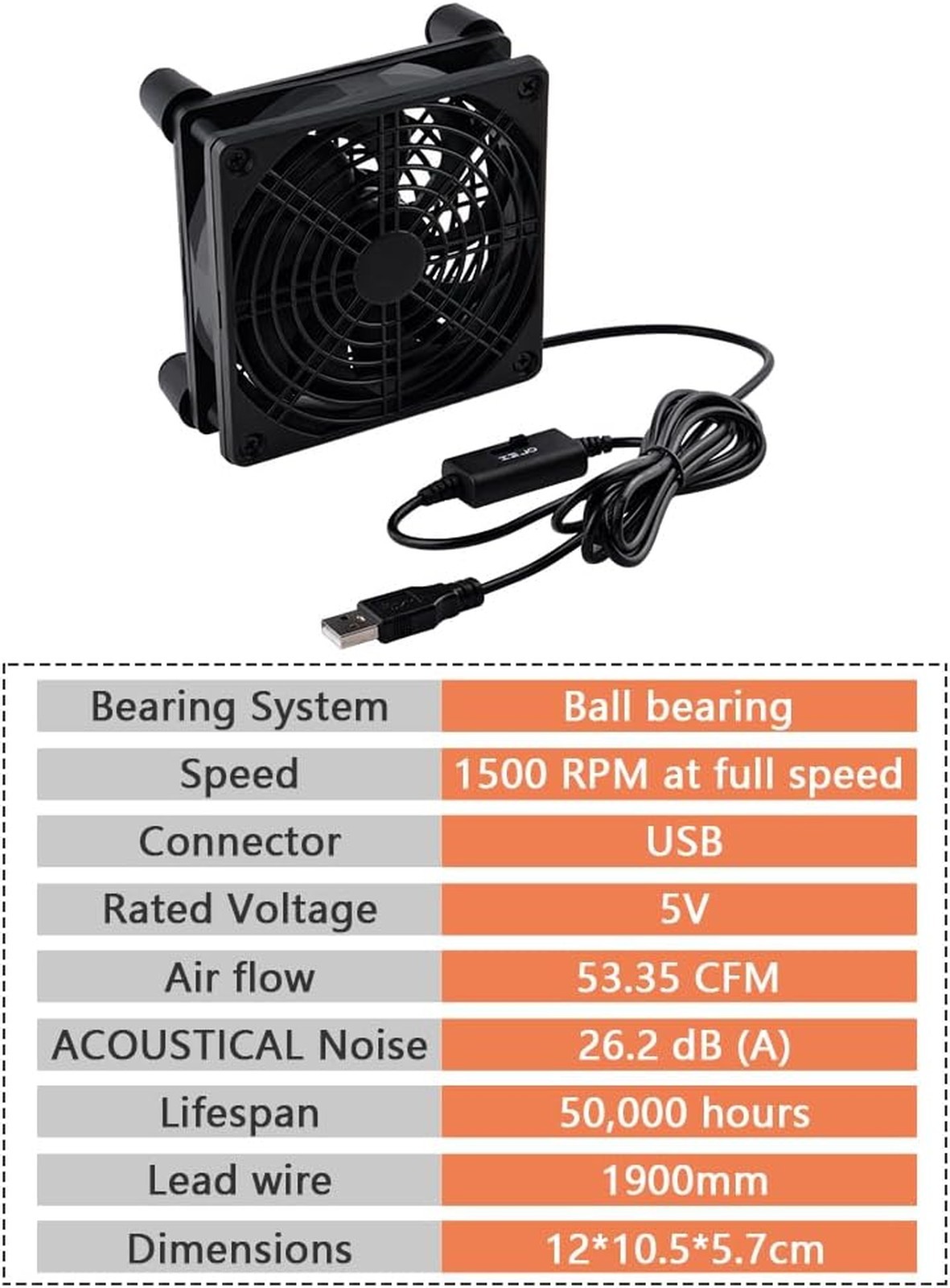 120mm USB Powered Cooler Fan with L M H Speed Controller for Router Modem TV Box