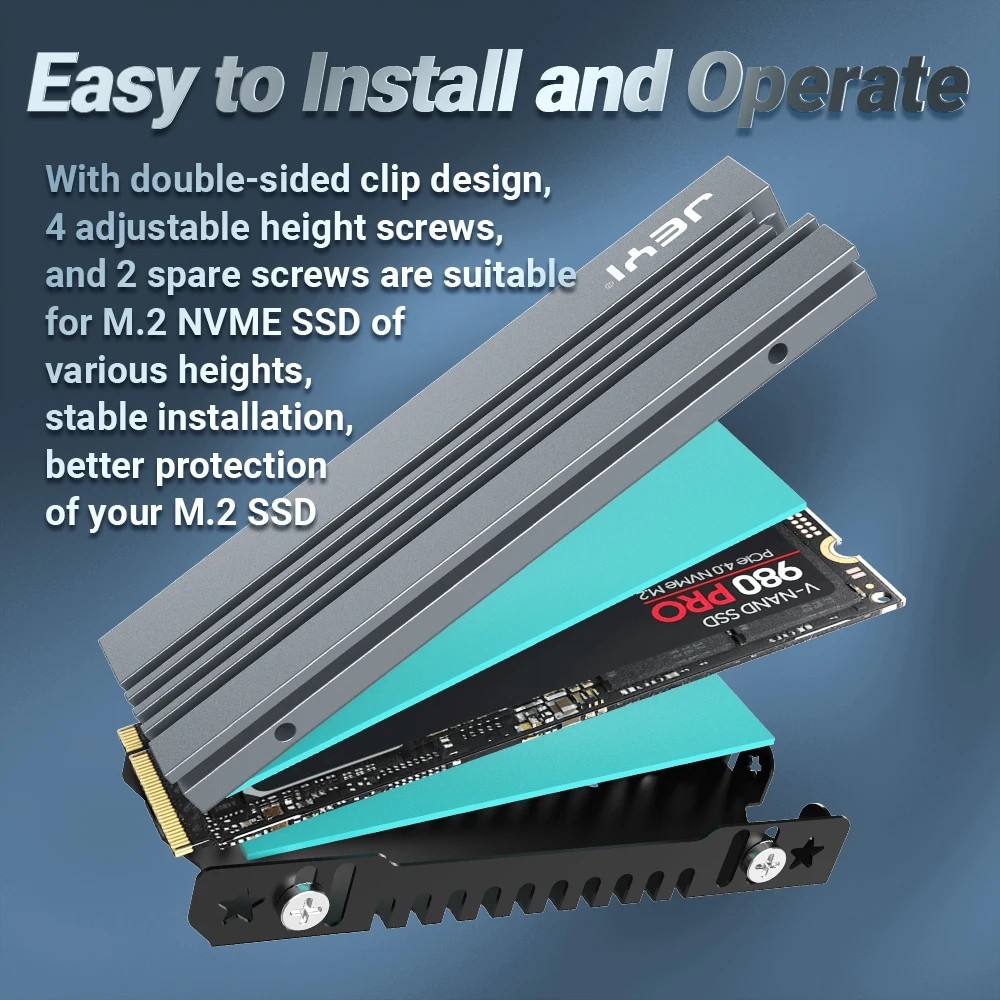 M.2 SSD Heatsink, NVME NGFF Cooling Aluminum Cooler Radiator with Thermal