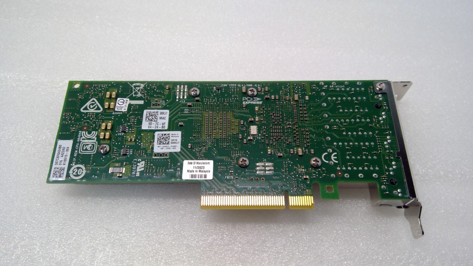 DELL 08XJ7 0K5V44 Intel X710-T4 10GbE PCIe NIC 4-Port Ethernet Network Adapter