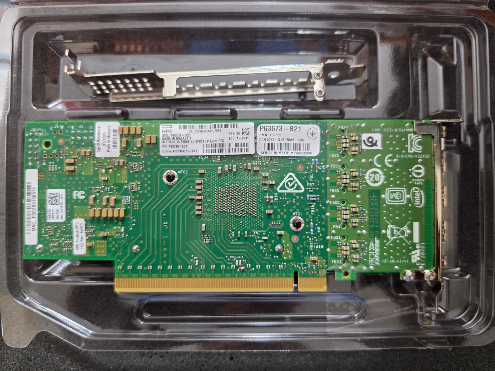 HP Intel E810-XXVDA4 Quad 4x 10/25GbE SFP+ SFP28 PCIe 4.0 x16 Network Card