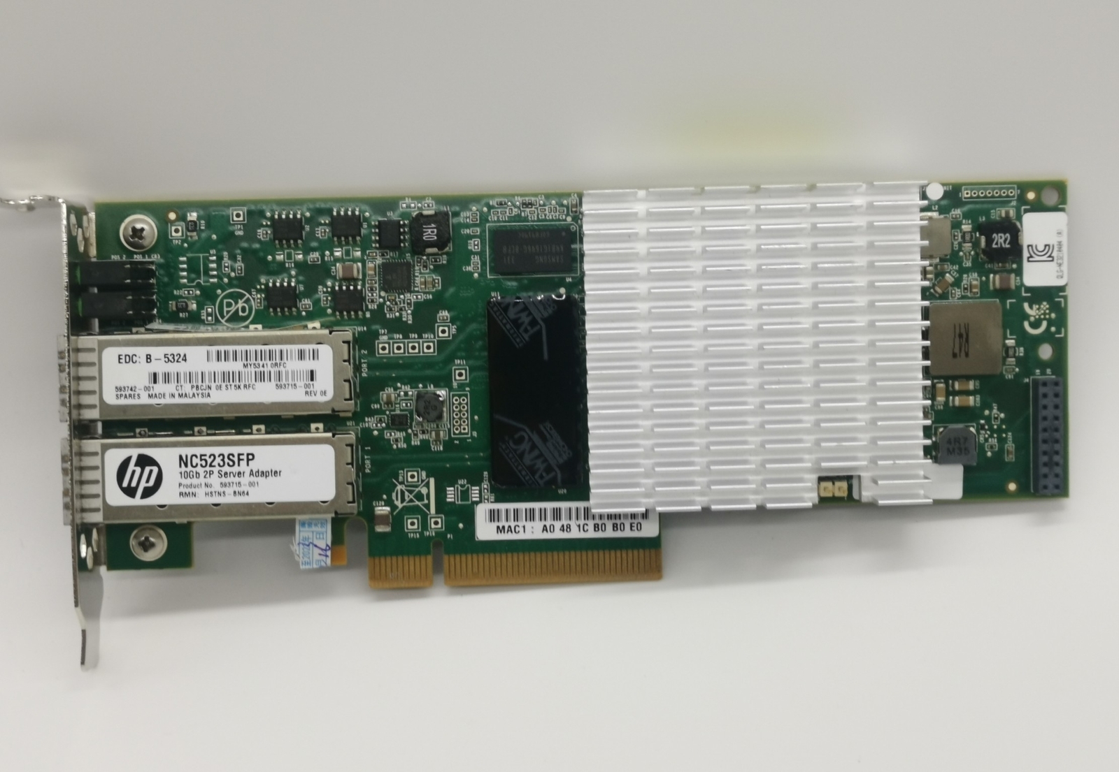 HP NC523SFP QLE3242-HP Dual Port 10Gb Ethernet 10GbE SFP+ PCI-E NIC Network-