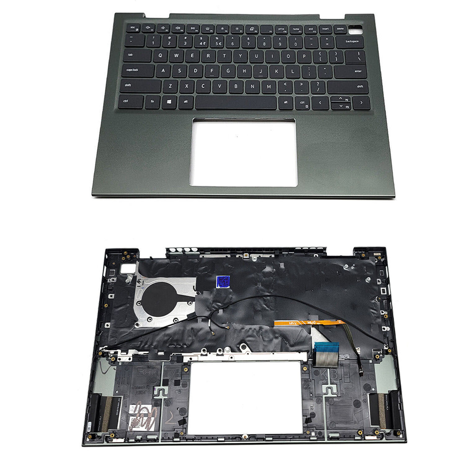 New 0VJ2PX For Dell Inspiron 14 5410 7415 2-in-1 Green Palmrest Backlit Keyboard