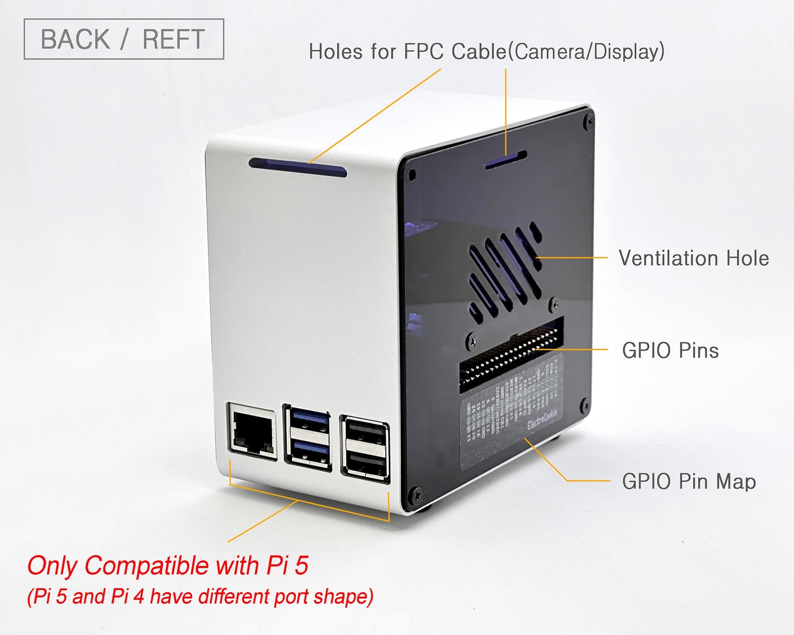 Raspberry Pi 5 Case Aluminum Mini Tower Case with Cooling Fan and Color Changing