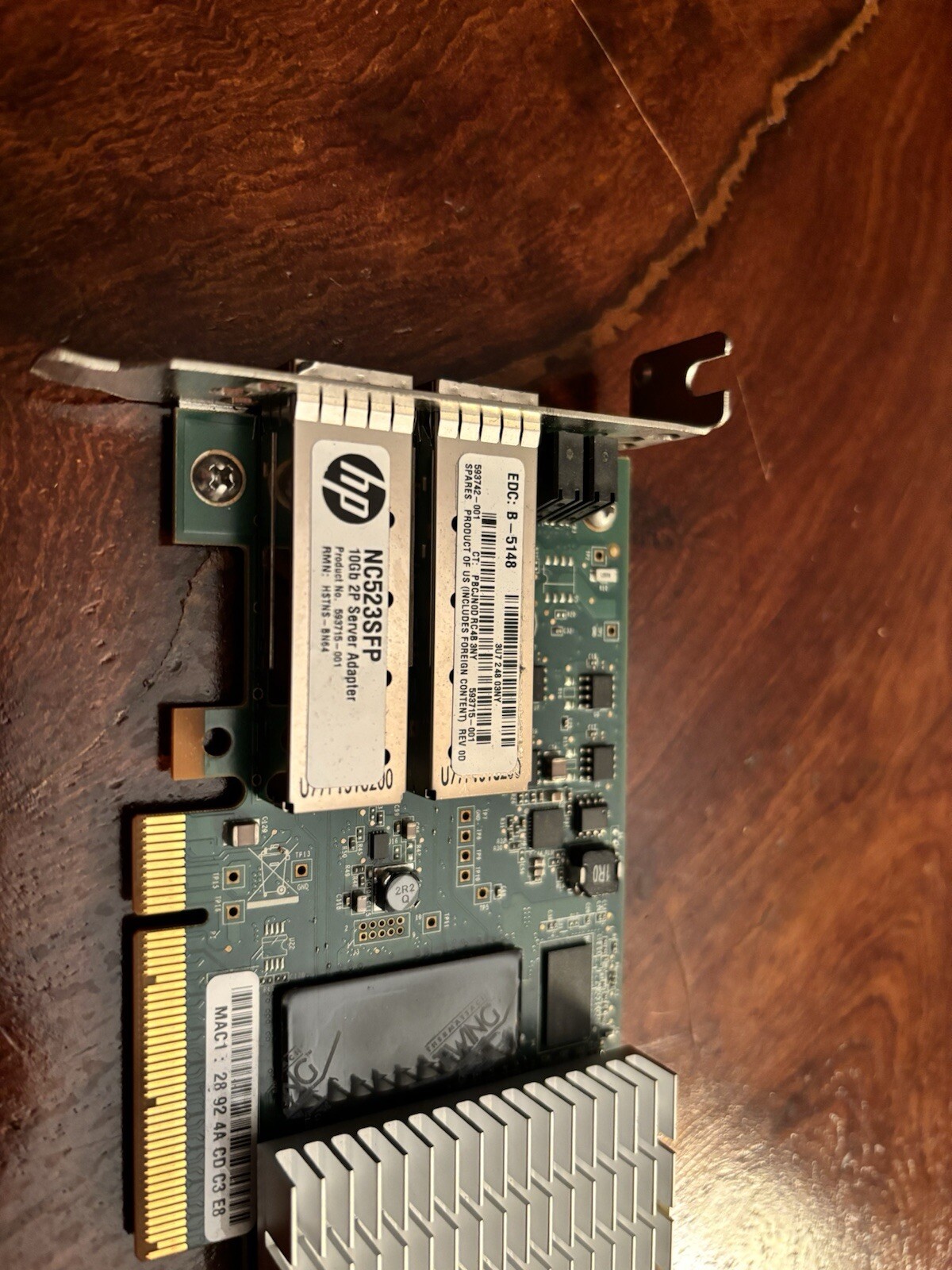 HP NC523SFP QLE3242-HP Dual Port 10Gb Ethernet 10GbE SFP+ PCI-E NIC Network