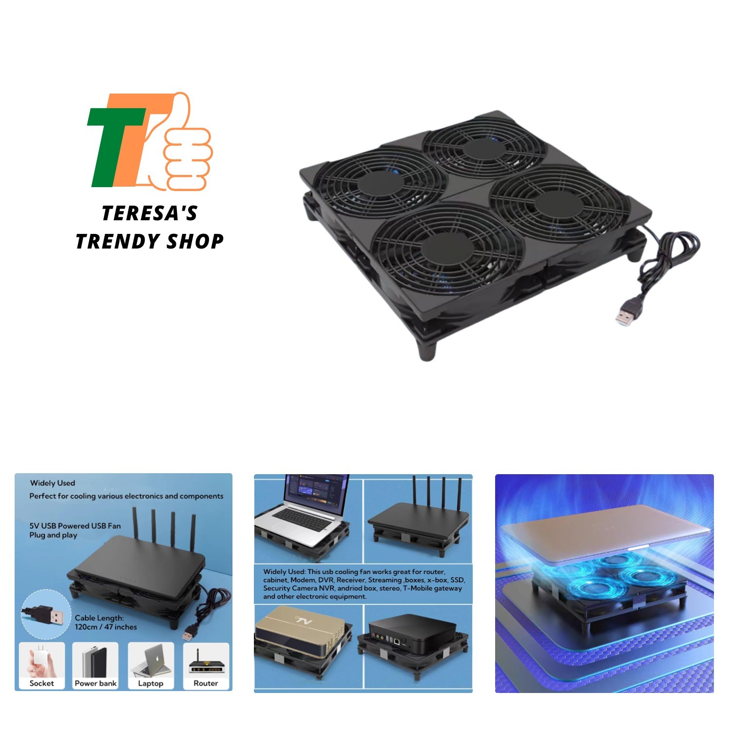 Portable 5V USB Powered Cooling Fan Set – 4 Individual Fans for Maximum Airflow