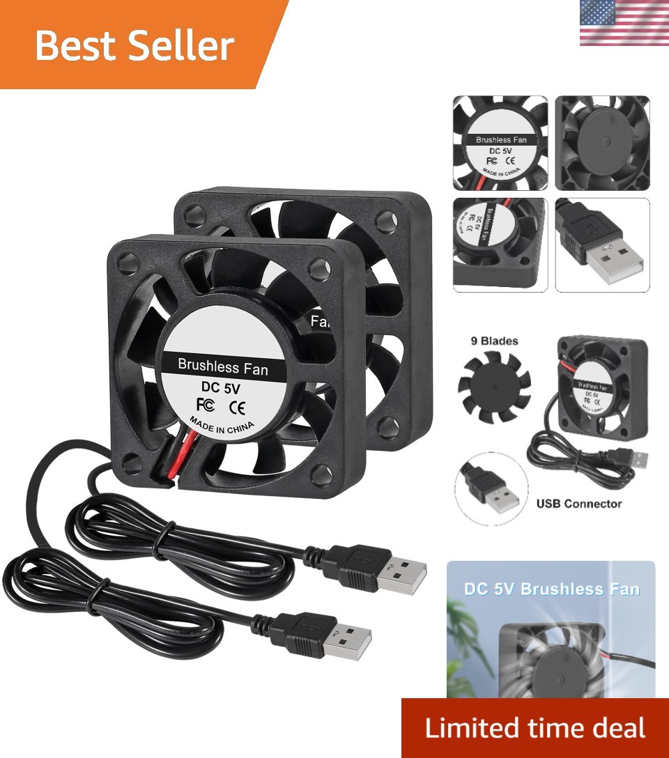 USB Powered Brushless Fan Set – 2Pcs 40mm for Efficient Electronics Cooling