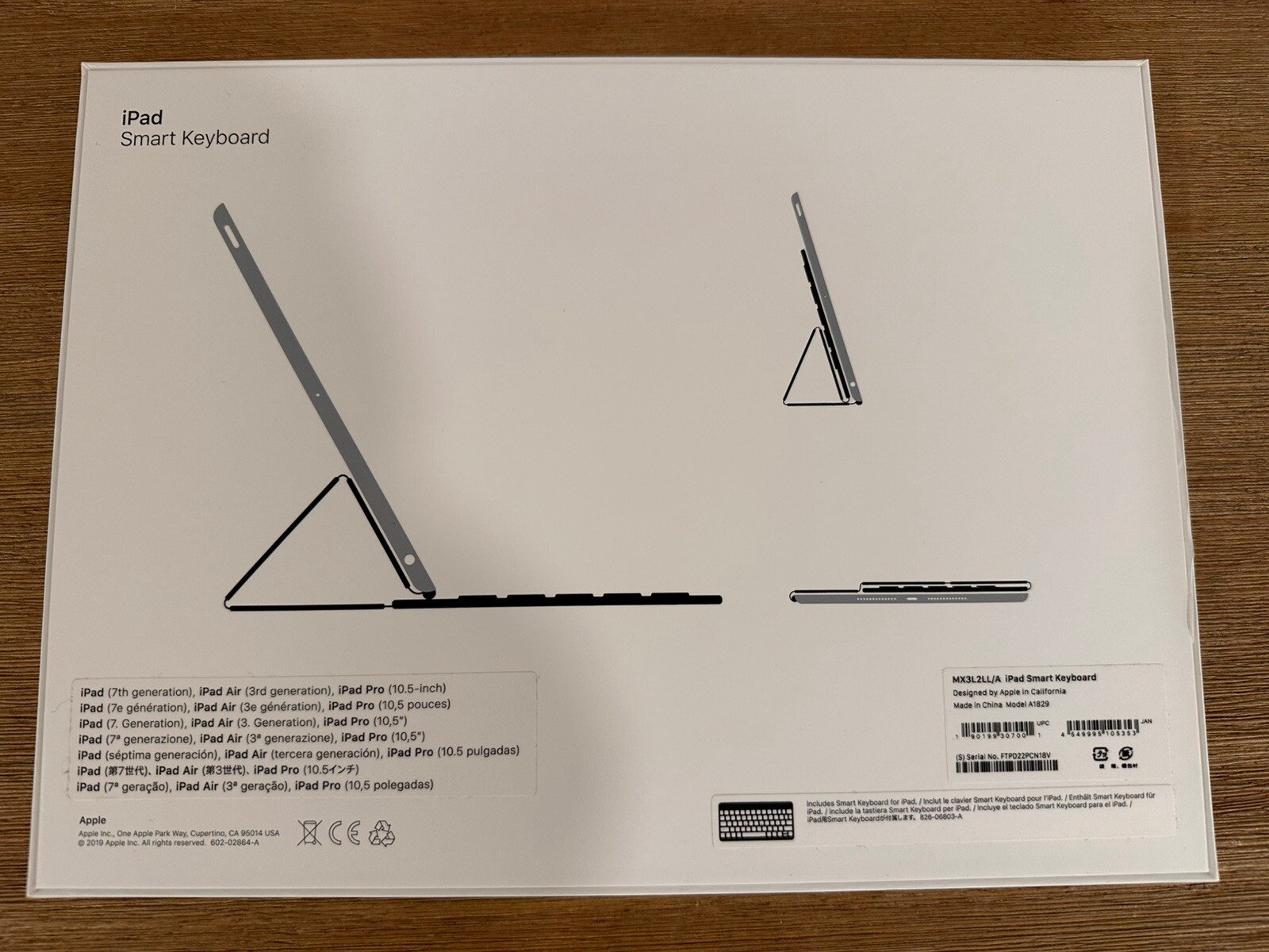 Apple iPad Smart Keyboard – 10.5” – EMPTY BOX- Keyboard Not Included – Box Only