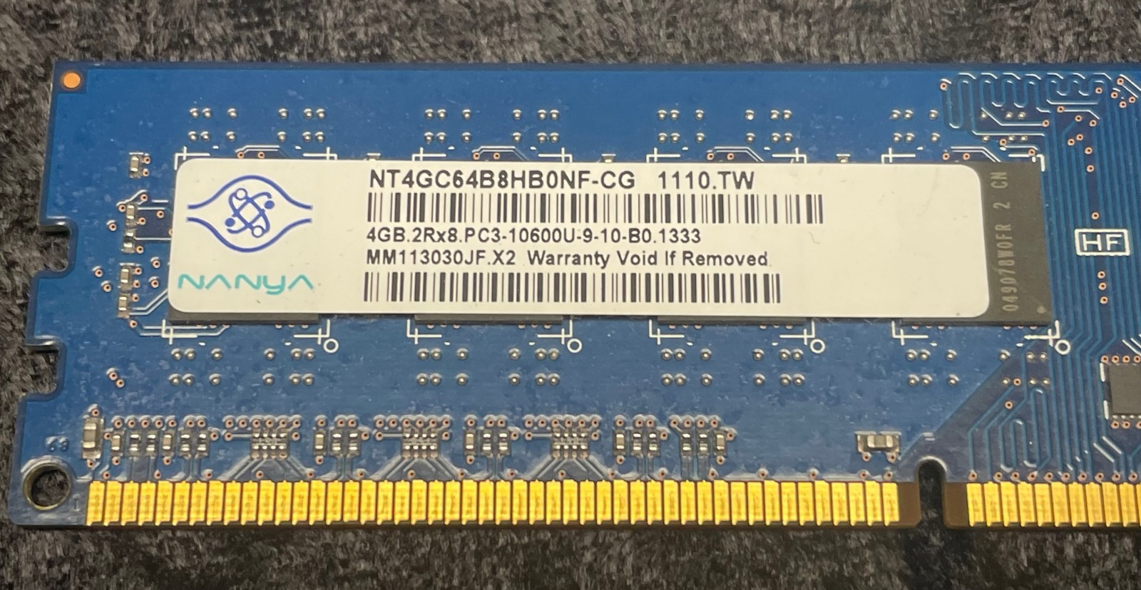 2-Nanya 4GB.2Rx8.PC3-10600U-9-10-B0.1333 Non-ECC Unbuffered RAM NT4GC -8GB Total