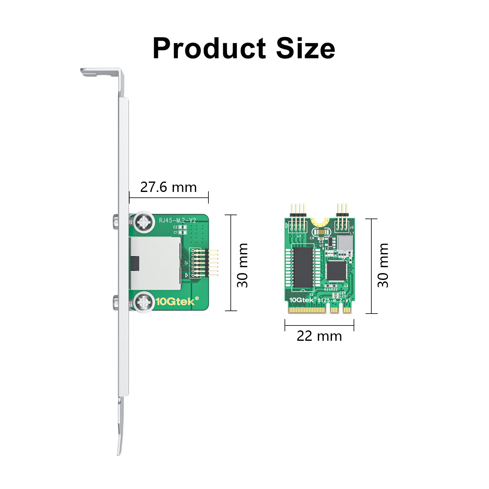 2.5GBE Gigabit Ethernet Network Card, M.2 A+E Key to RJ45 w/ 18cm cable