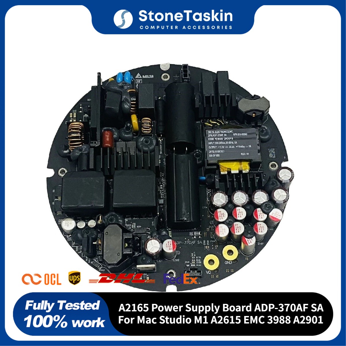 A2165 Power Supply Board ADP-370AF SA For Mac Studio M1 A2615 EMC 3988 A2901