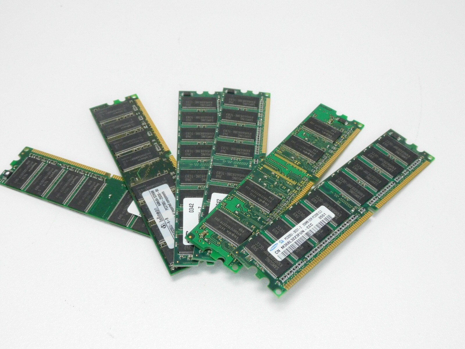 Lot of 6 Sticks of DDR Ram Mix Brands And Speeds 256, 512, 1 GB – Tested