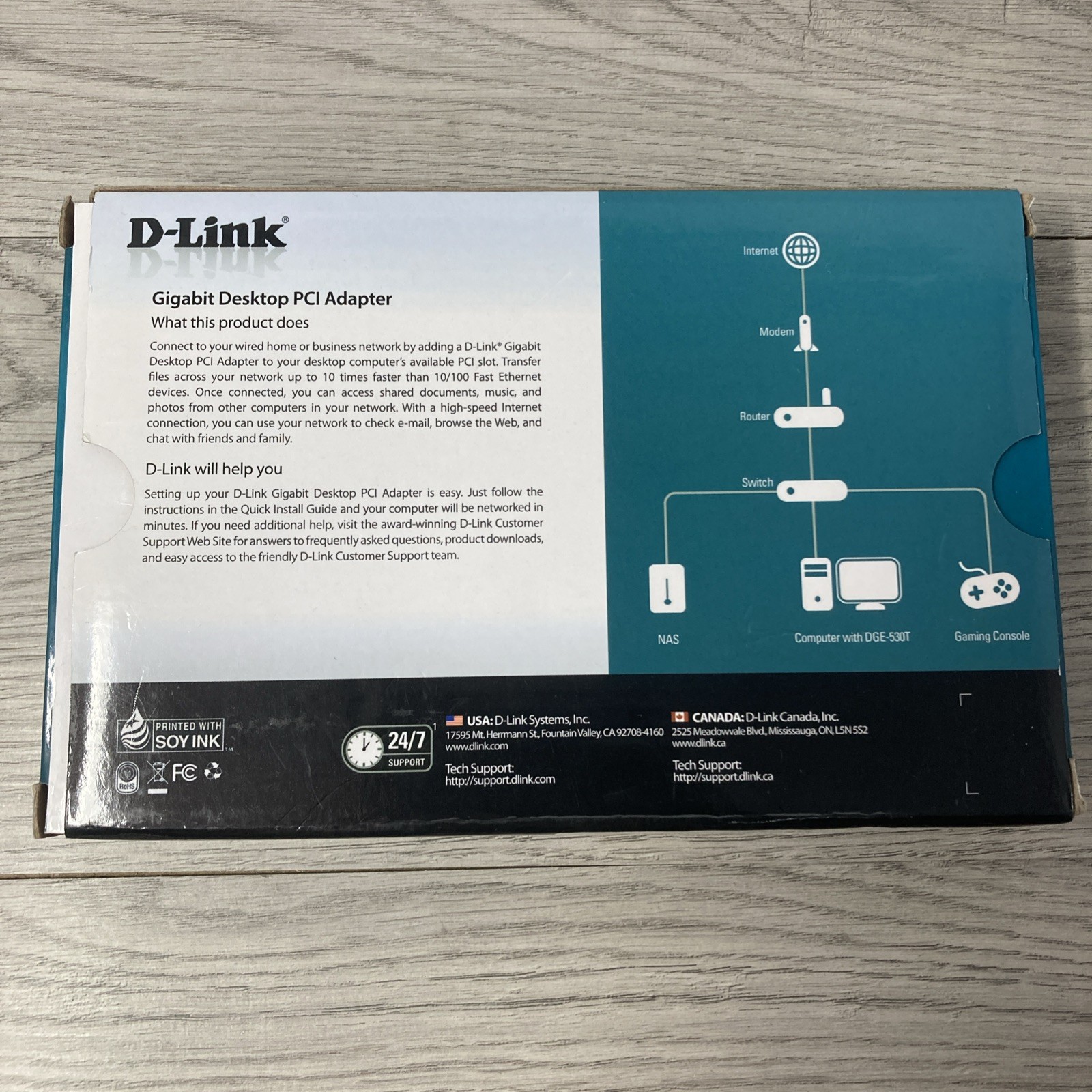 D‑Link DGE‑530T Gigabit Desktop PCI Network Card – Model DGE‑530T – UPC 90069251