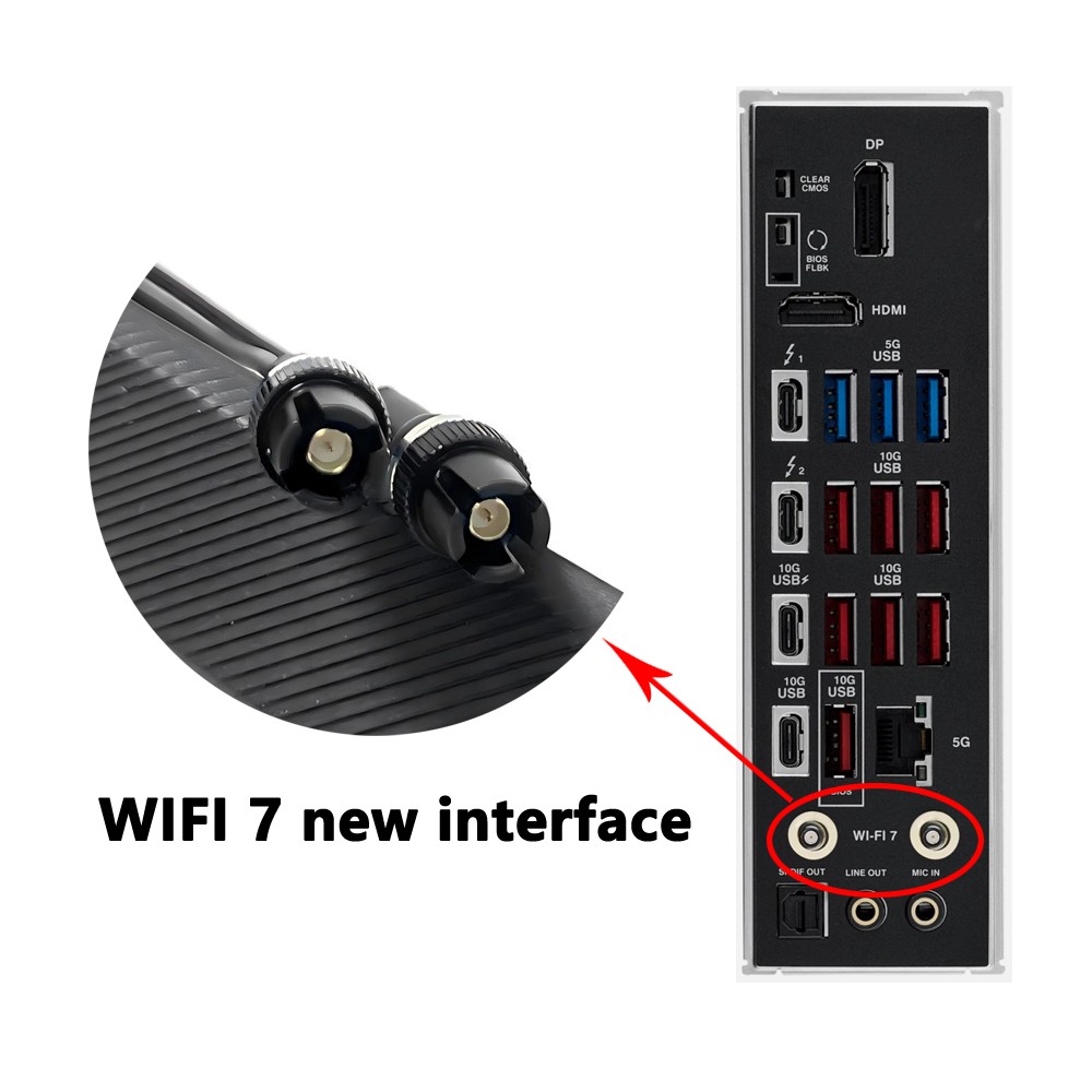 WiFi 7 Replacement Antenna Interface for ASUS ROG STRIX B850-E/B850-F/B850-I USA