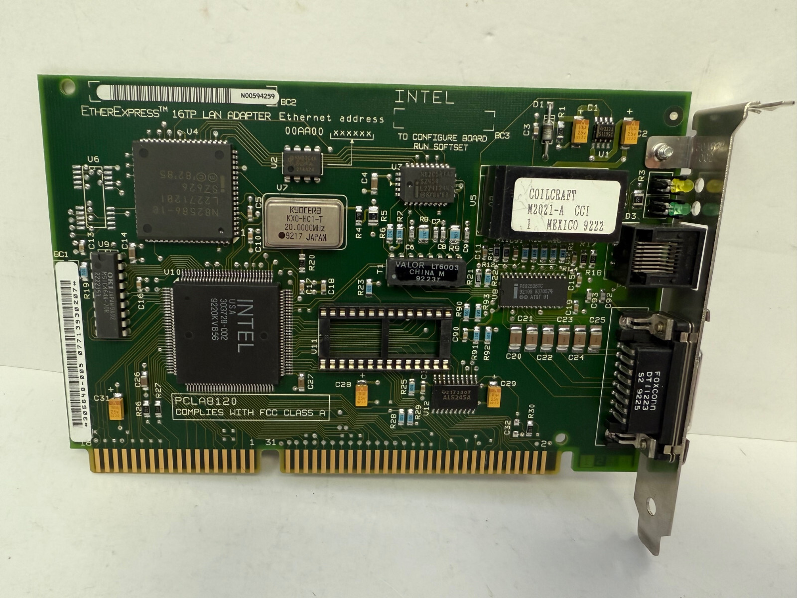 INTEL PCLA8120 ISA ETHEREXPRESS 16TP LAN ADAPTER ETHERNET ADAPTER 305648-005