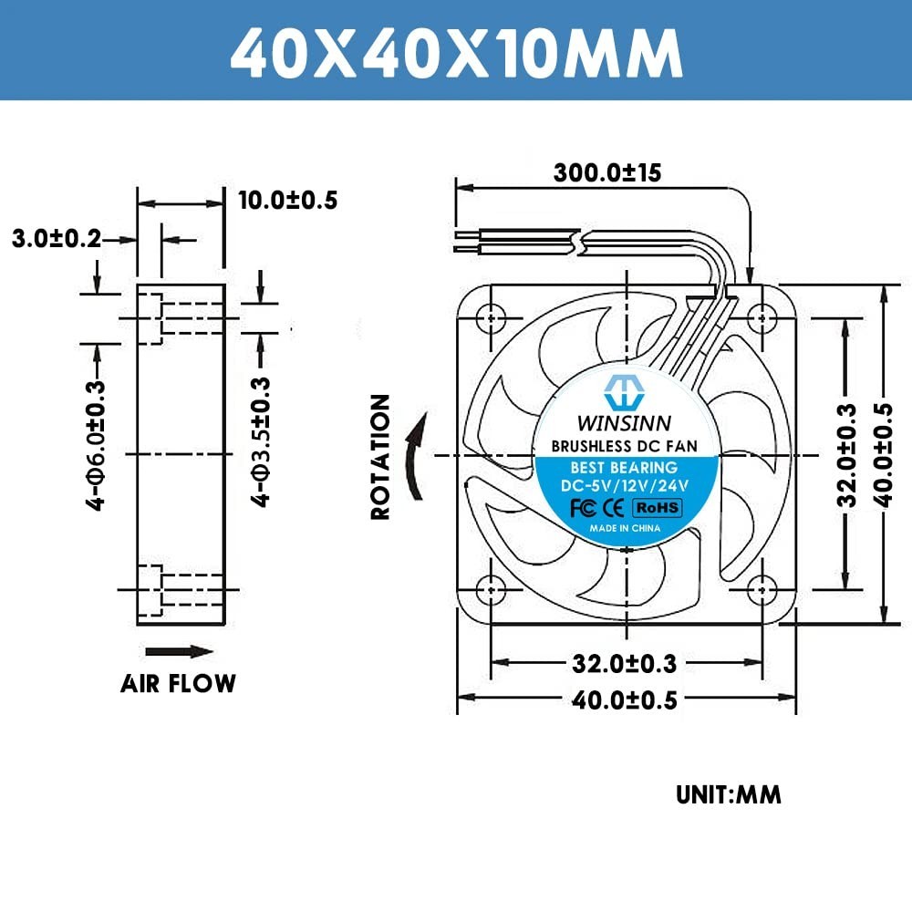 High-Performance 40mm 5V Hydraulic Bearing Fan – 5000 RPM 5-Pack for Electronics