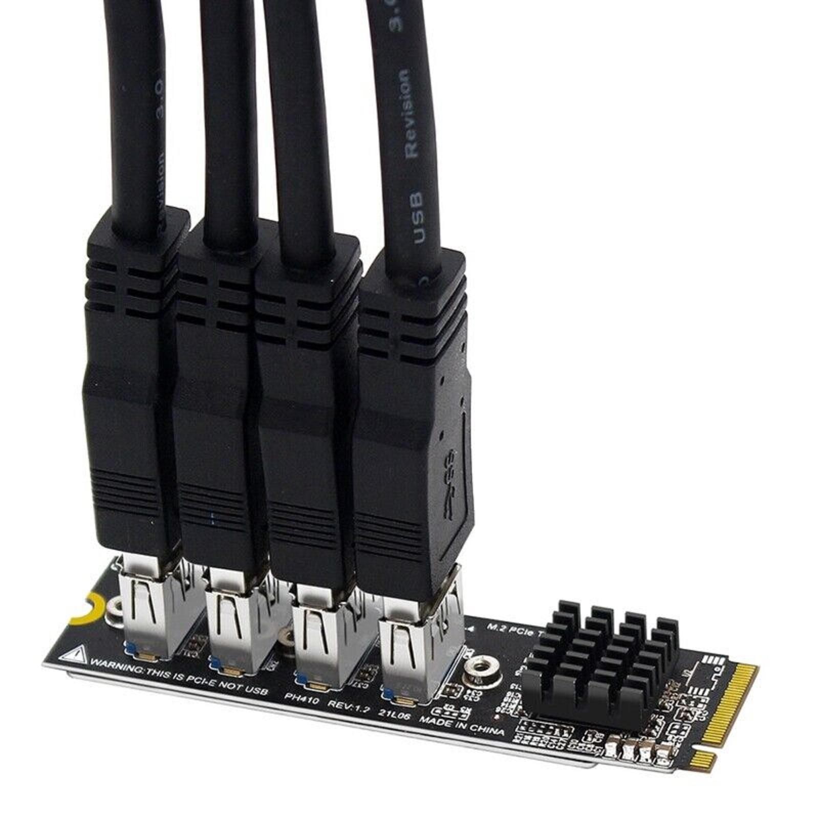 USB 3.0 PCI-E Riser Card M.2 to PCIE Extender Adapter Card 4 Port Adapter Card h