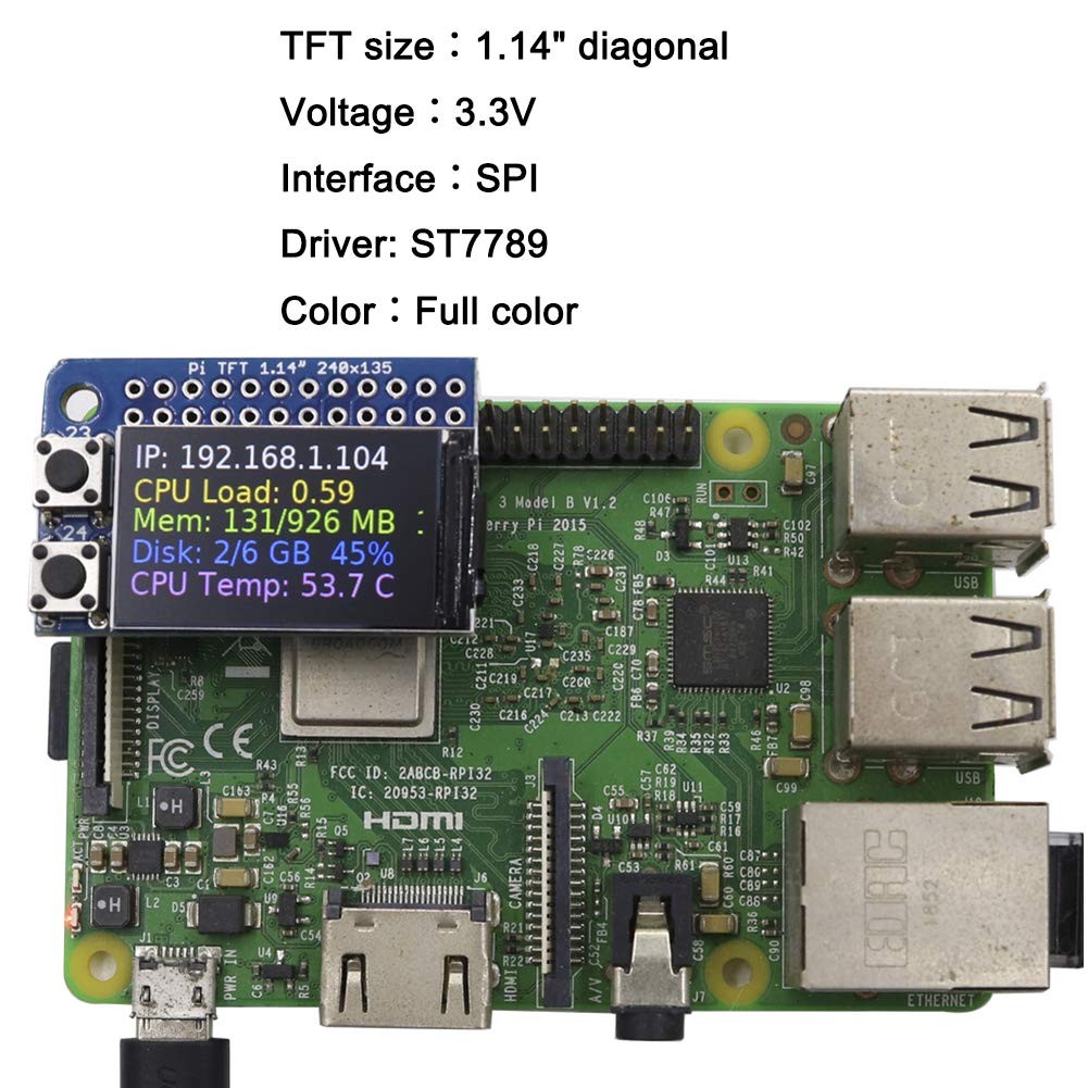 Mini PiTFT 1.14″ LCD Display 135×240 Color TFT Add-on LCD Module for Raspberr…