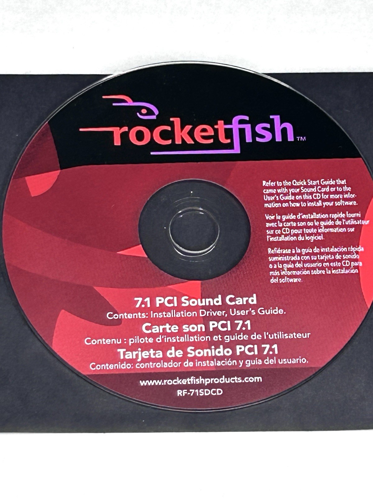 Rocketfish 7.1 PCI Sound Card Driver Installation CD RF-71SDCD – Disc Only