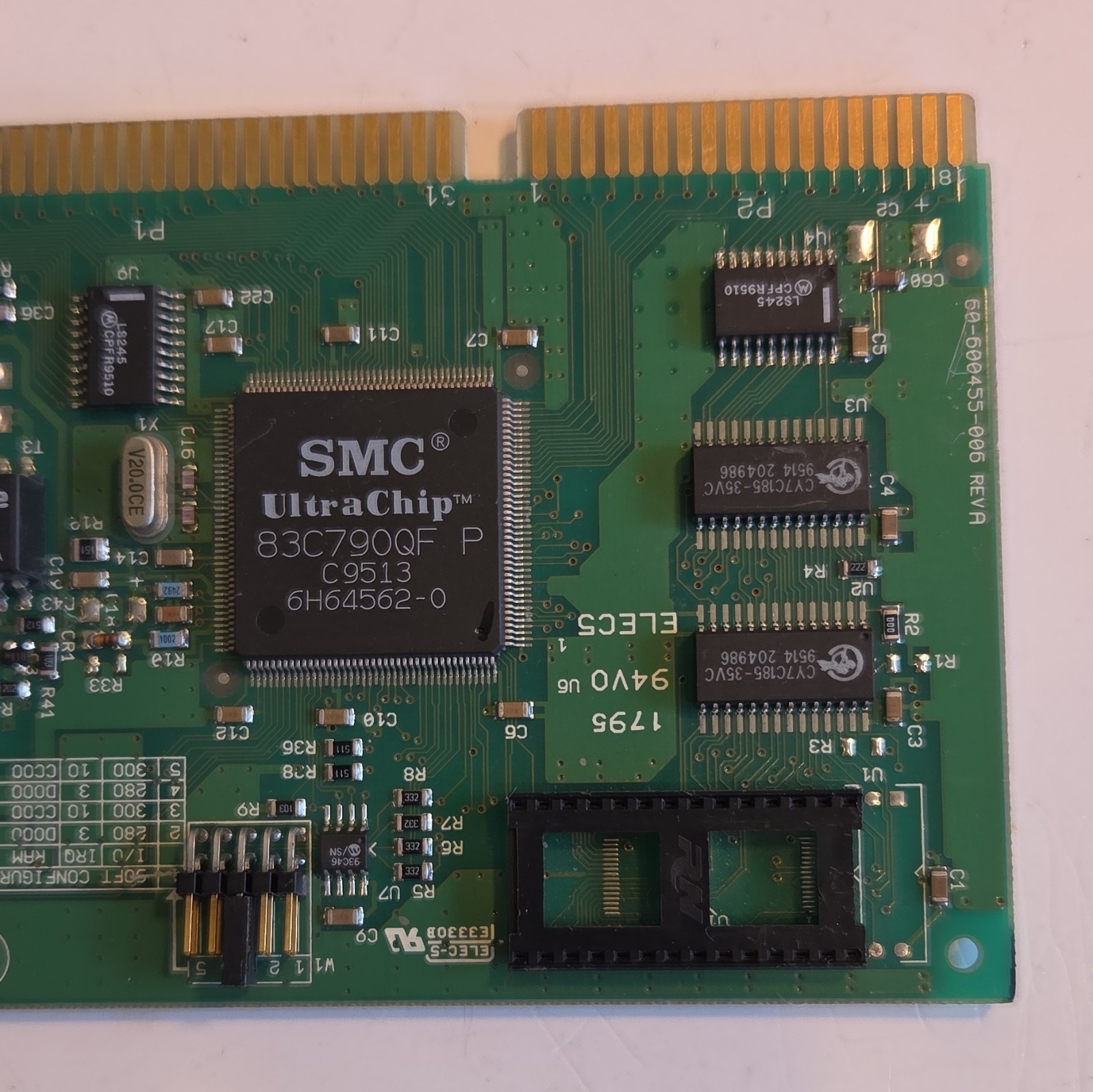 SMC EtherEZ Elite16 Ultra 8216C ISA Ethernet Network Card RJ45 BNC AUI Vintage
