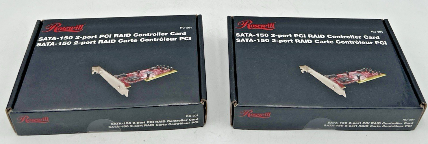 (2) ROSEWILL RC-201 SATA-150 PCI RAID CONTROLLER CARD 2-PORT