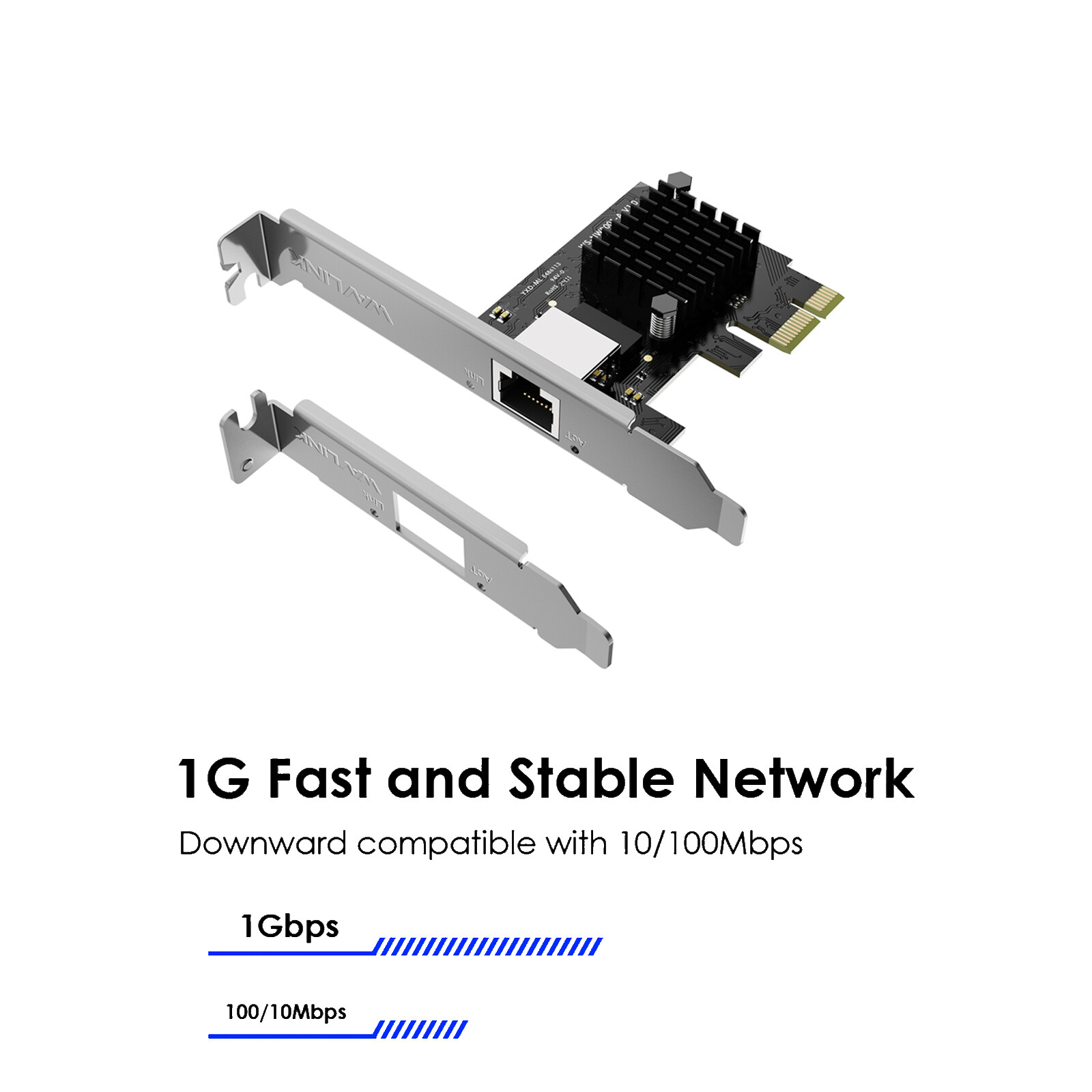 WAVLINK 1G/2.5G/5G/10G PCIe NIC – RTL/AQC Chips Low Profile Win/Linux