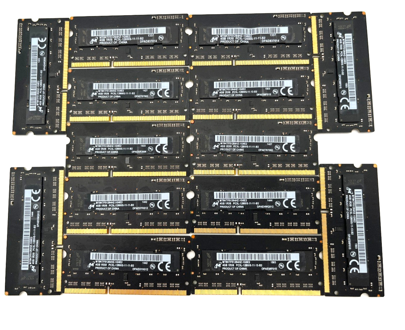Lot of 14 – Micron 4GB 1Rx8 DDR-3 1200 SODIMM MT8KTF51264HZ-1G6E2