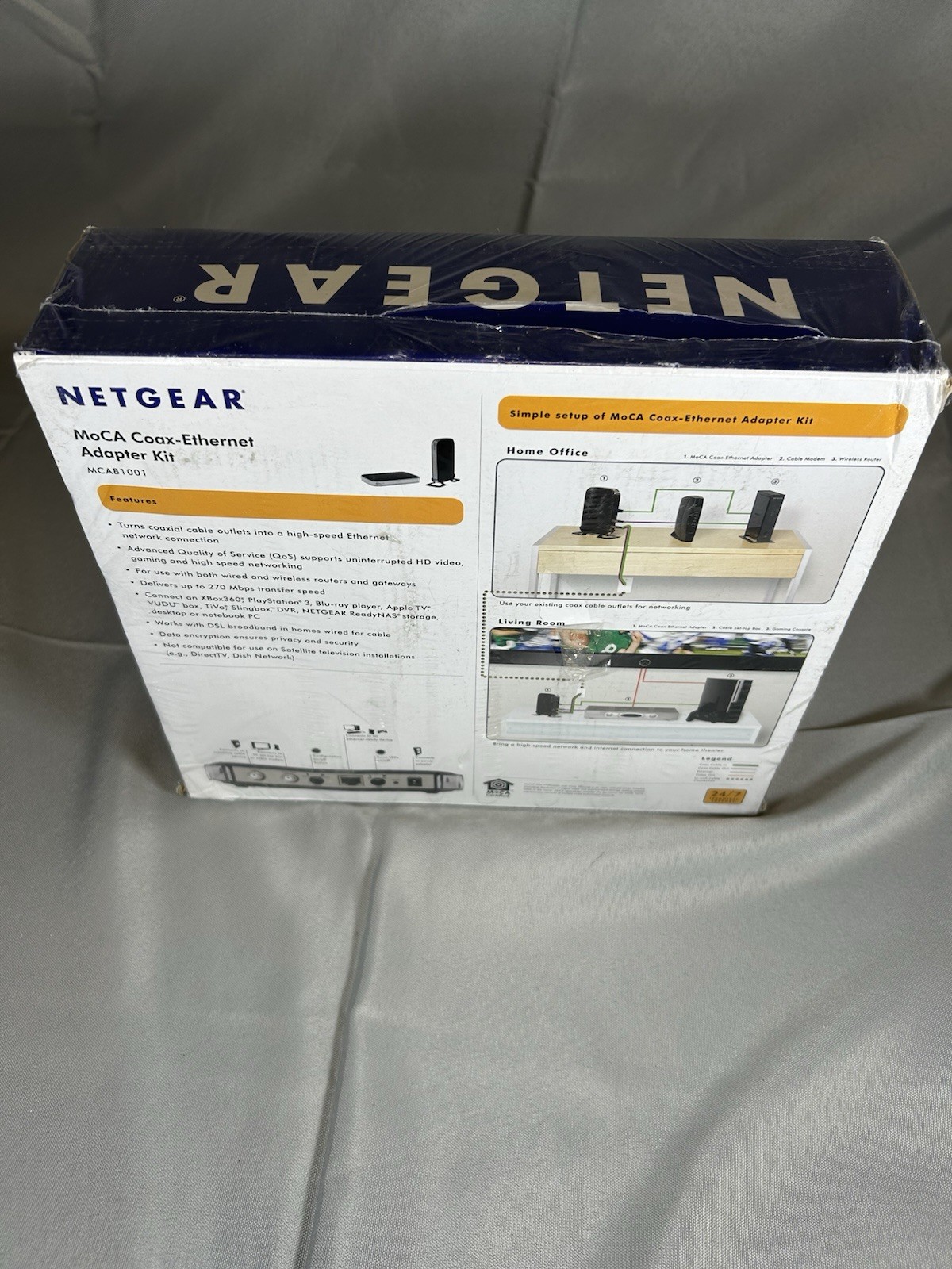 MoCA Coax Ethernet Adapter Kit MCAB1001 Netgear AV Series 270 Mbps New Sealed