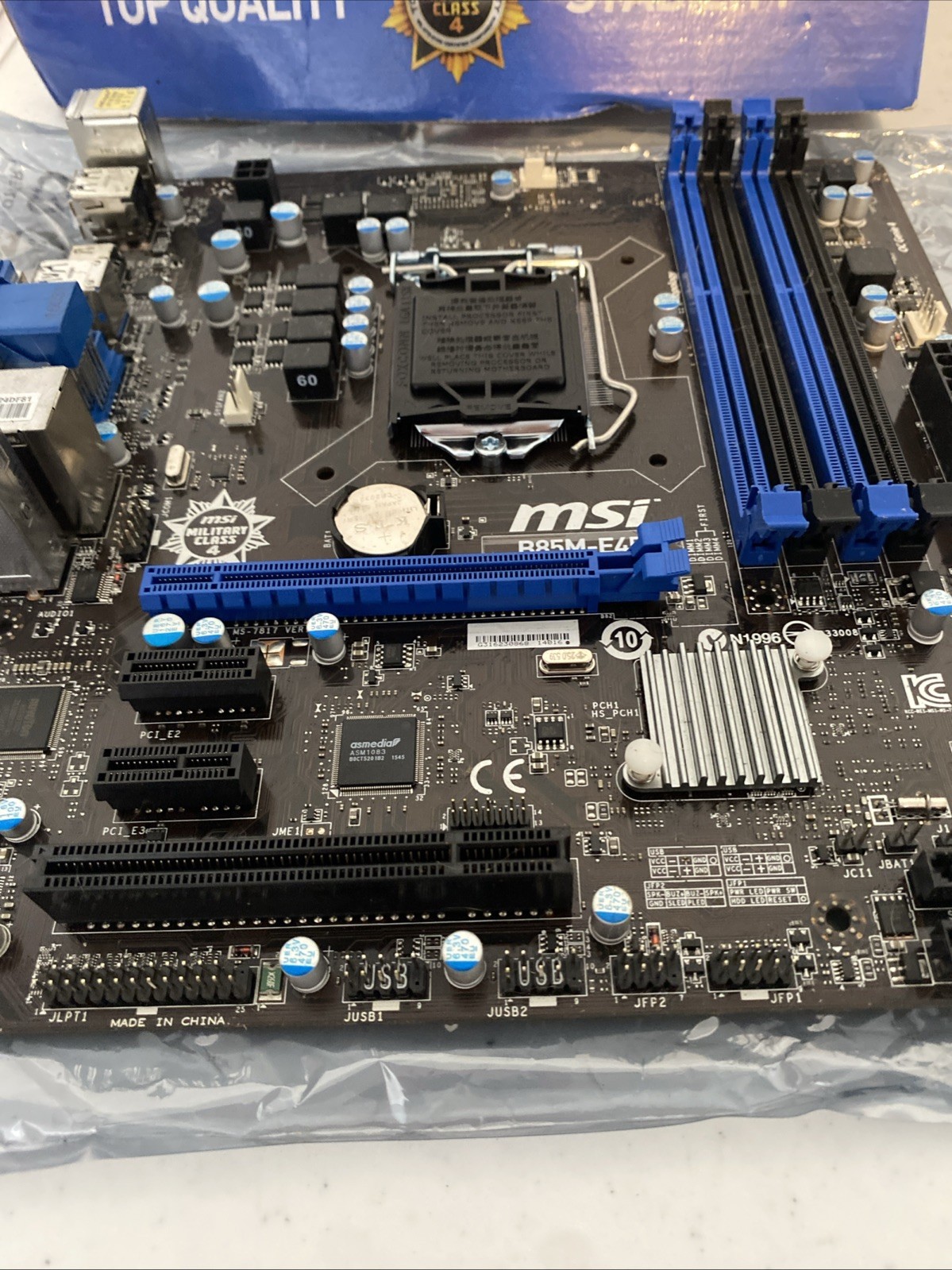 MSI B85M-E45 Socket 1150 Intel B85 HDMI SATA 6Gb/s USB 3.0 Motherboard Untested