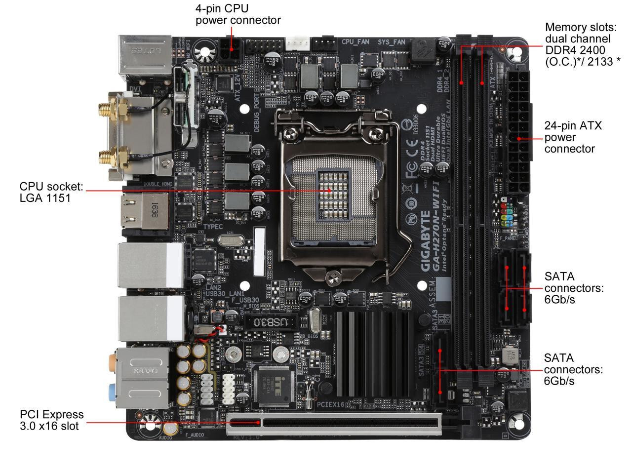 GIGABYTE GA-H270N-WIFI Intel H270 LGA 1151 Intel Mini ITX Motherboards