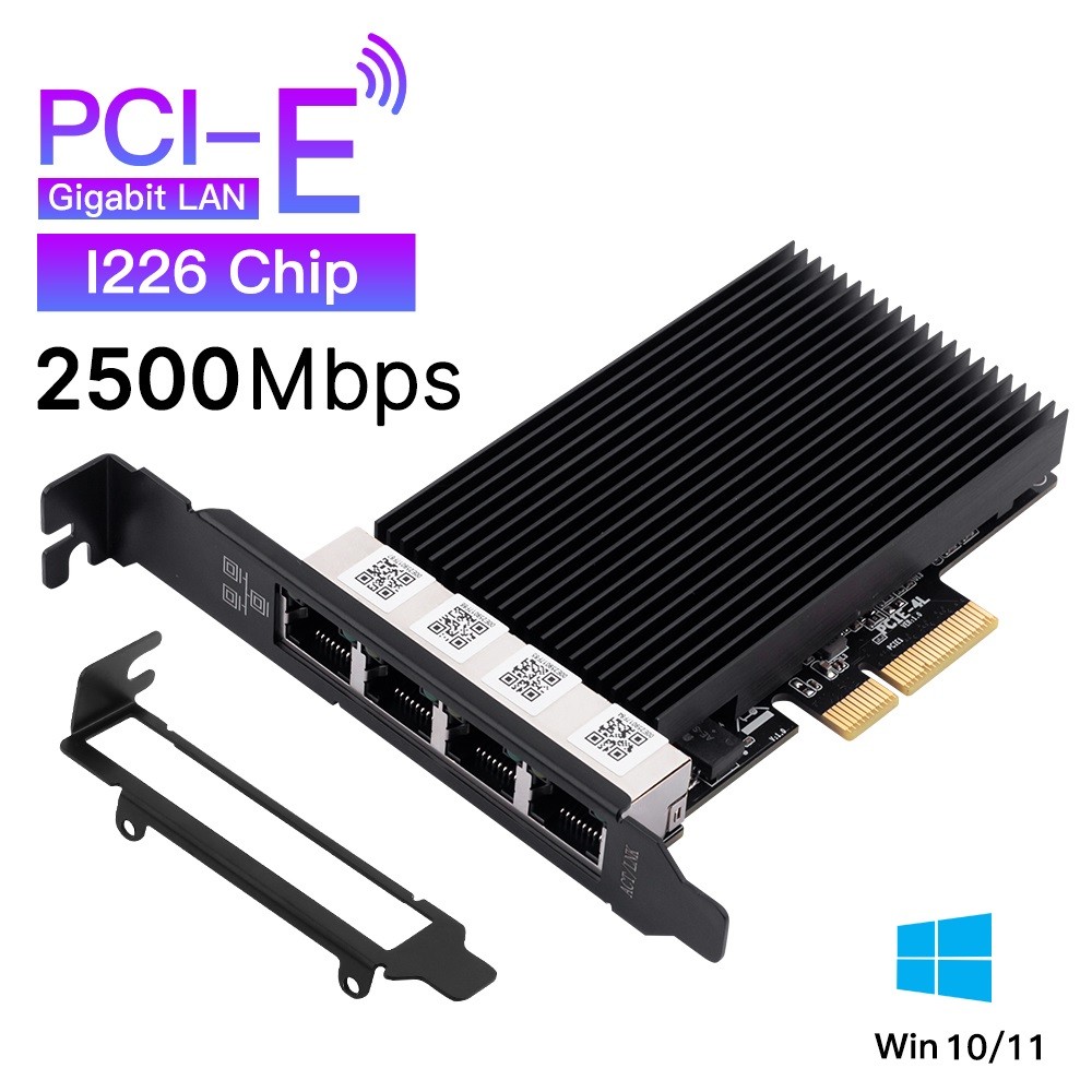 4 Port Gigabit NIC for Intel I226 Gigabit Ethernet PCI-E To RJ45 Network Adapter