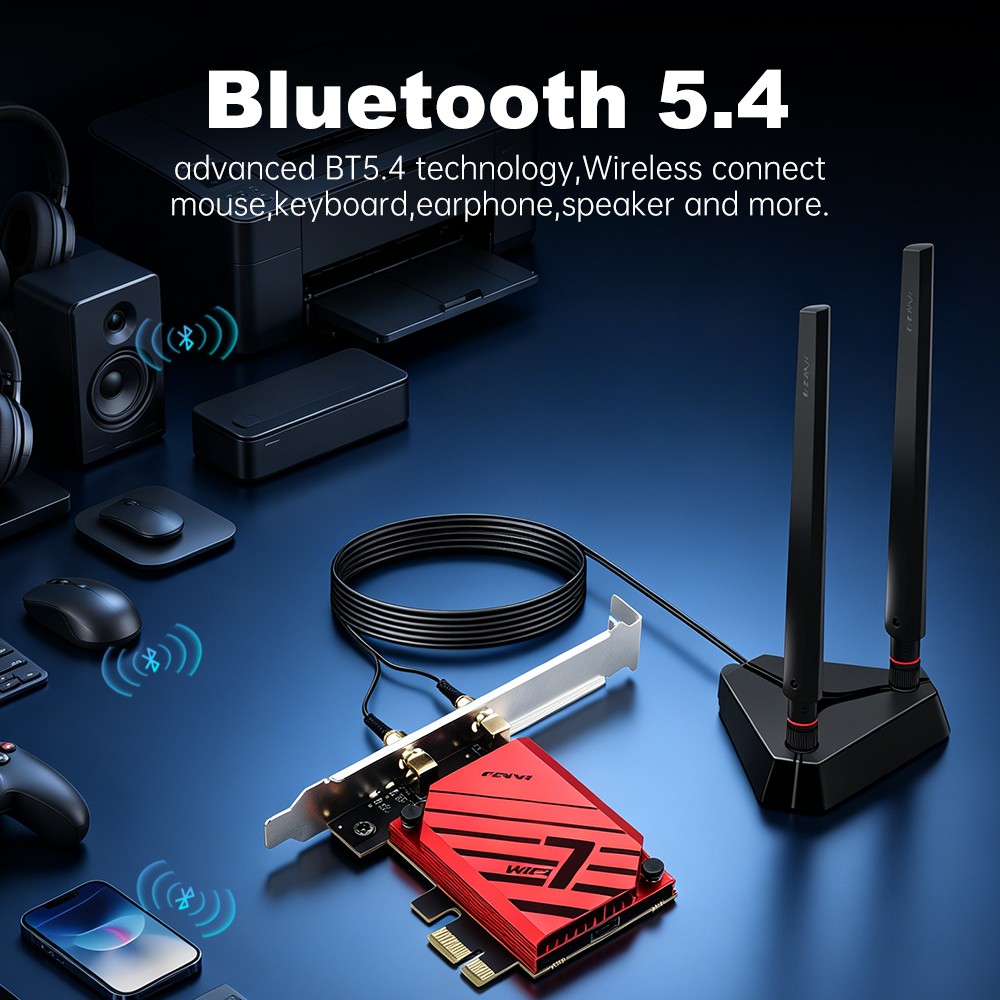 PCI-E Card BT 5.4 WIFI 7 FV-BE6500 Pcie Wifi card Tri-Band Wireless Adapter