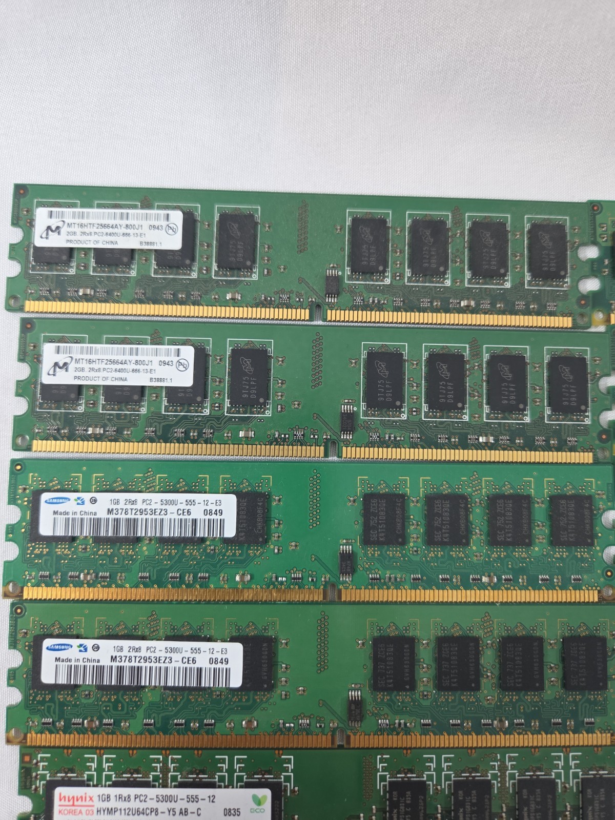 Lot of 11 Mixed Brand & Speed PC2- 1GB + 2GB DDR2 Desktop RAM 6400U + 5300U