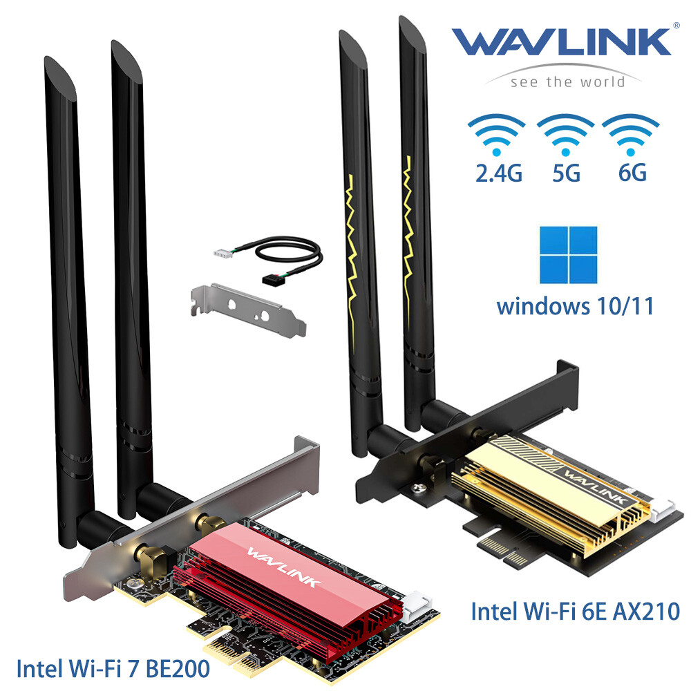 Wavlink Wireless PCIe WiFi 6/7 Adapter WiFi Bluetooth Card for Desktop Windows
