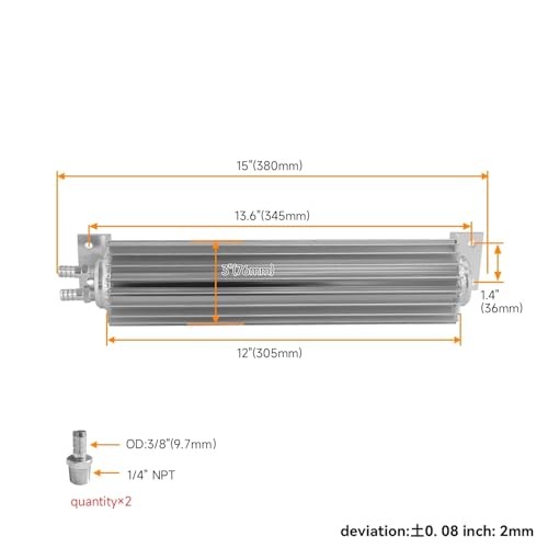 Universal 12” Aluminum Dual Pass Finned Transmission Oil Cooler W/Fittings