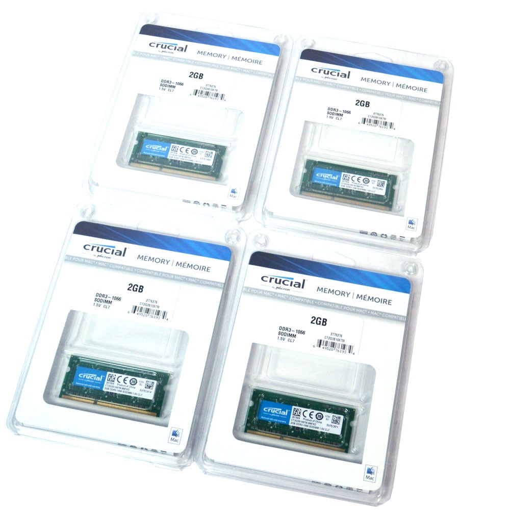NEW Crucial (4x2GB) 8GB SODIMM Laptop RAM Memory DDR3-1066 PC3-8500 CT2G3S1067M