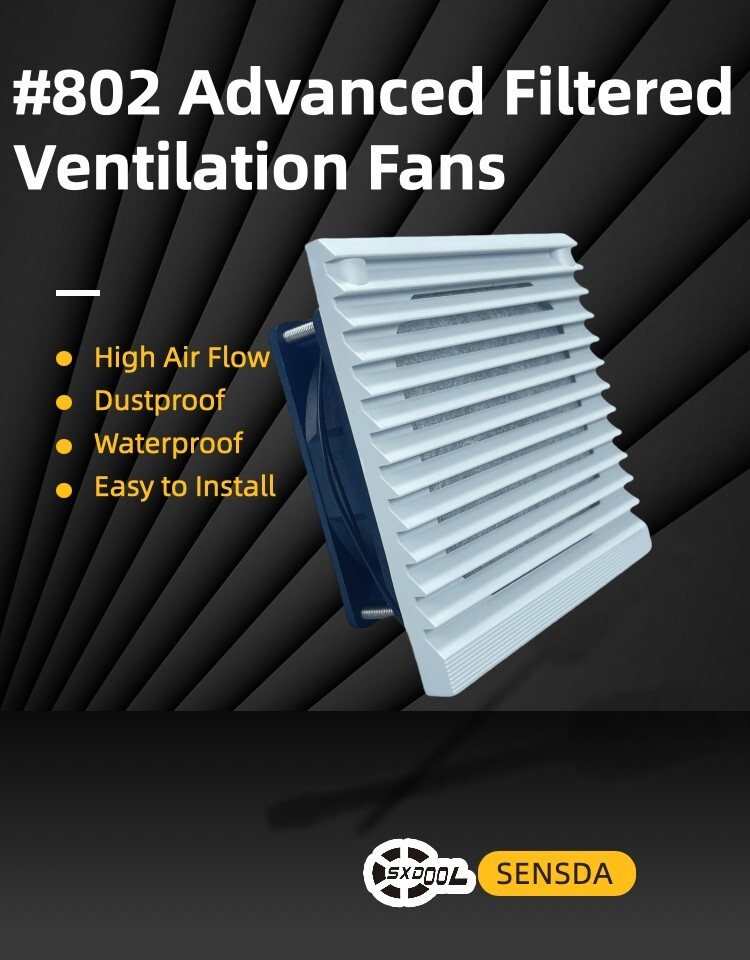 802 Ventilation Filter Kits 116x116x52mm, EC 115V/230V or DC 12V/24V Cooling Fan