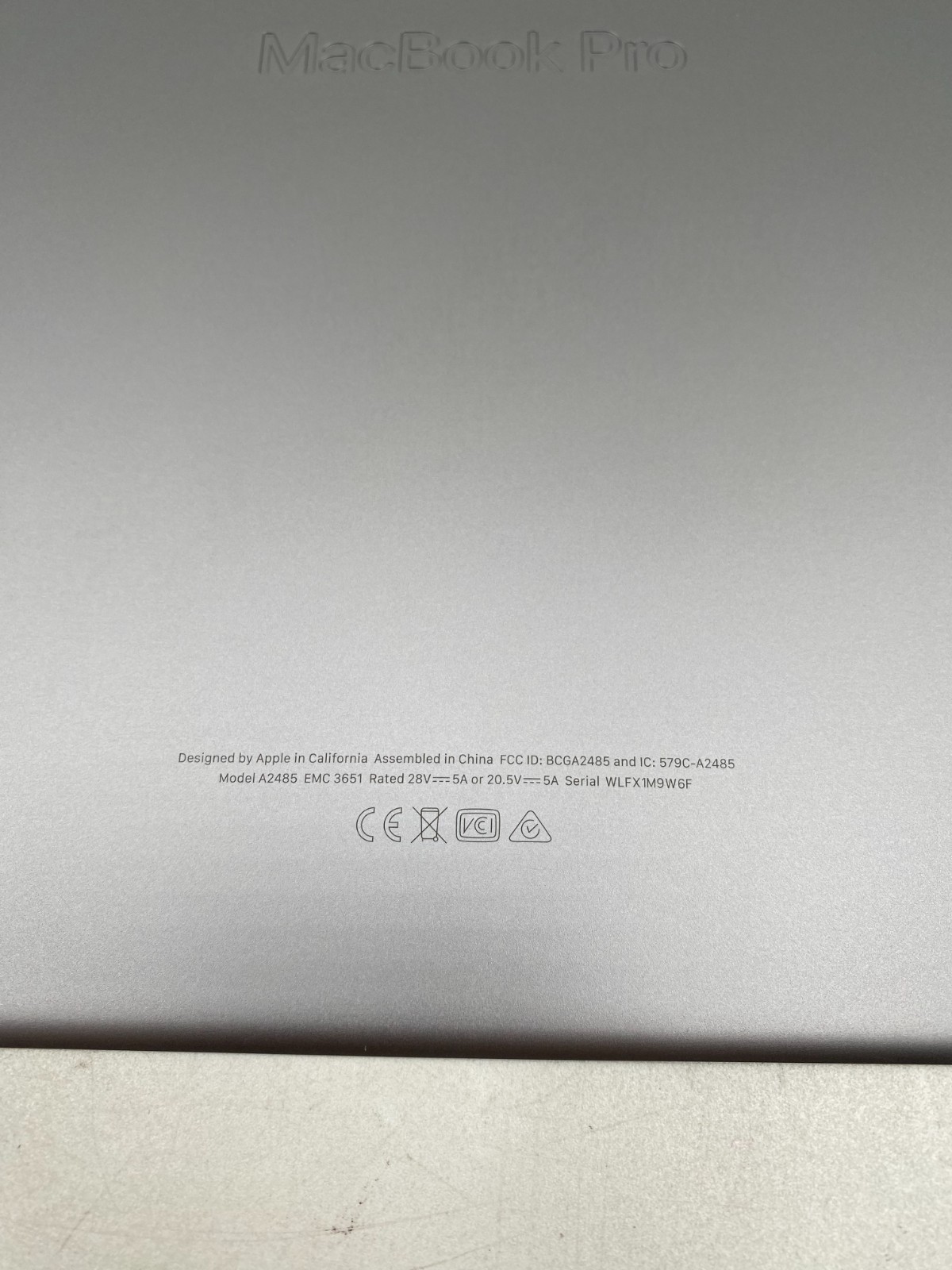 Genuine OEM Apple MacBookPro A2485 16″ 2021 Bottom Case Cover ONLY Space Gray B-