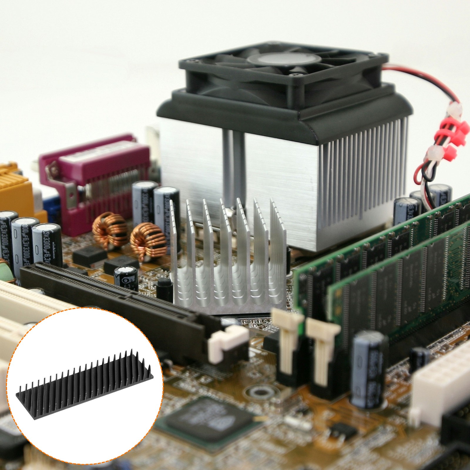 70x20x6mm Copper Heatsink Rubber Ring M.2 SSD Cooler w Thermal Pad , 1Set