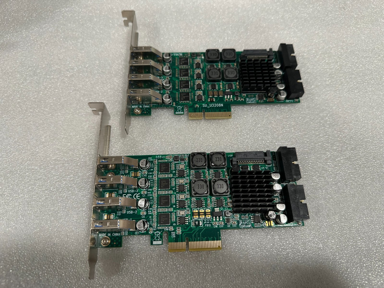 Lot of (2) 4-Port PCI-E To usb3.0 expansion card 4-channel USB3.0 industrial