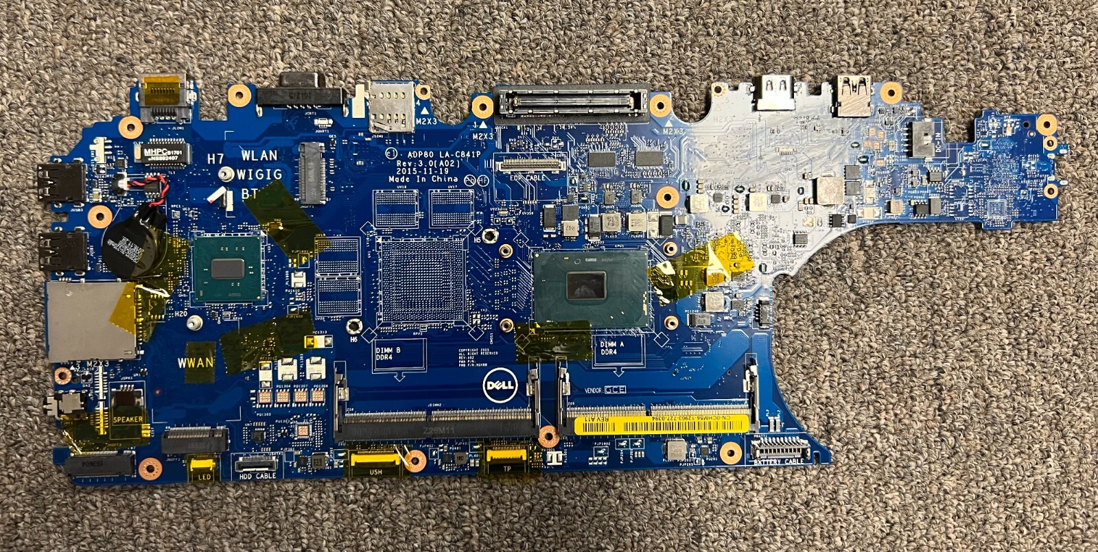 CHM56 0CHM56 Laptop Motherboard Dell Latitude E5570 I5-6300HQ 2.30GHz LA-C841P