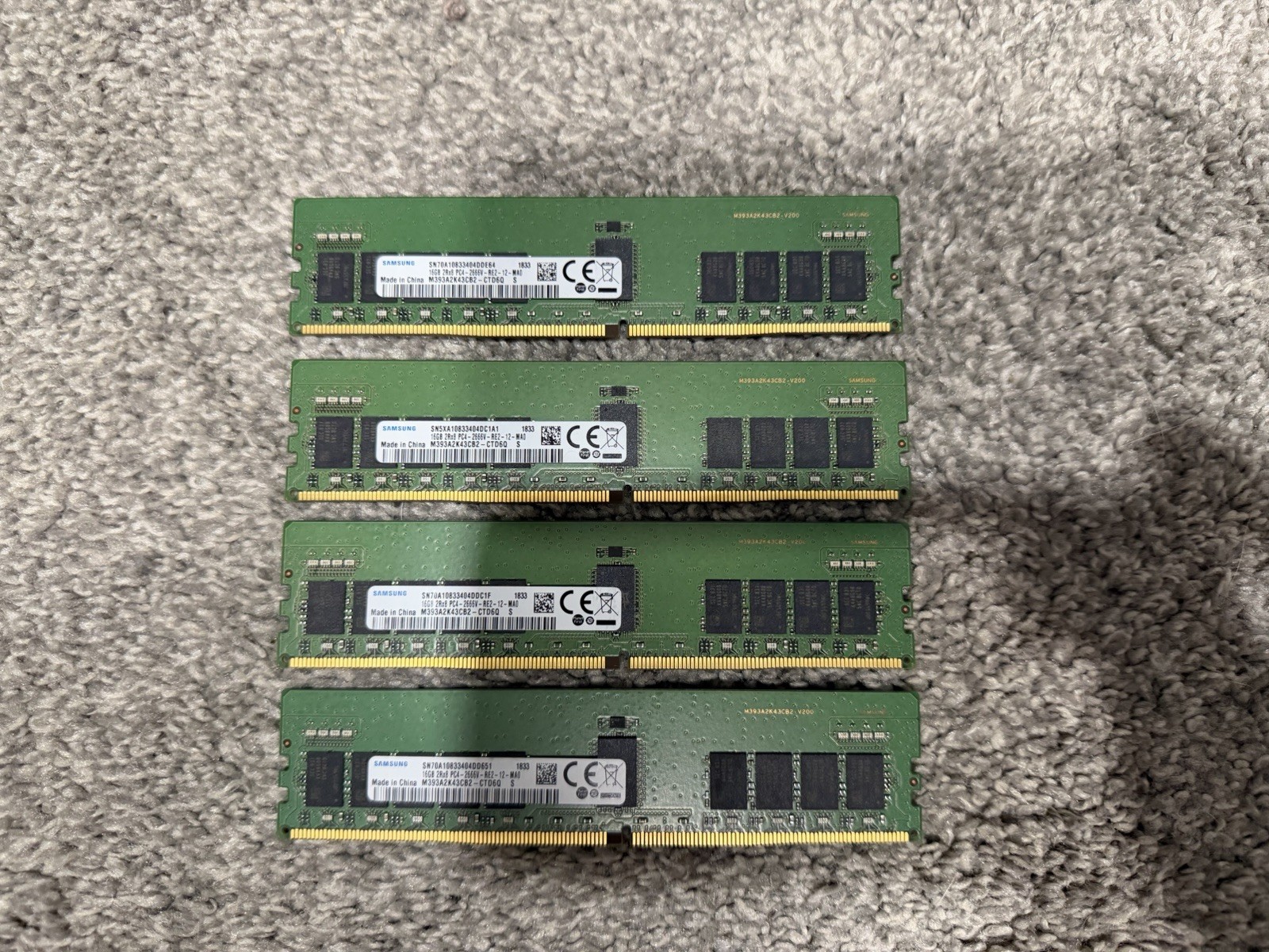 Samsung 16GB 2Rx8 PC4 DDR4 RAM (4 Pieces)