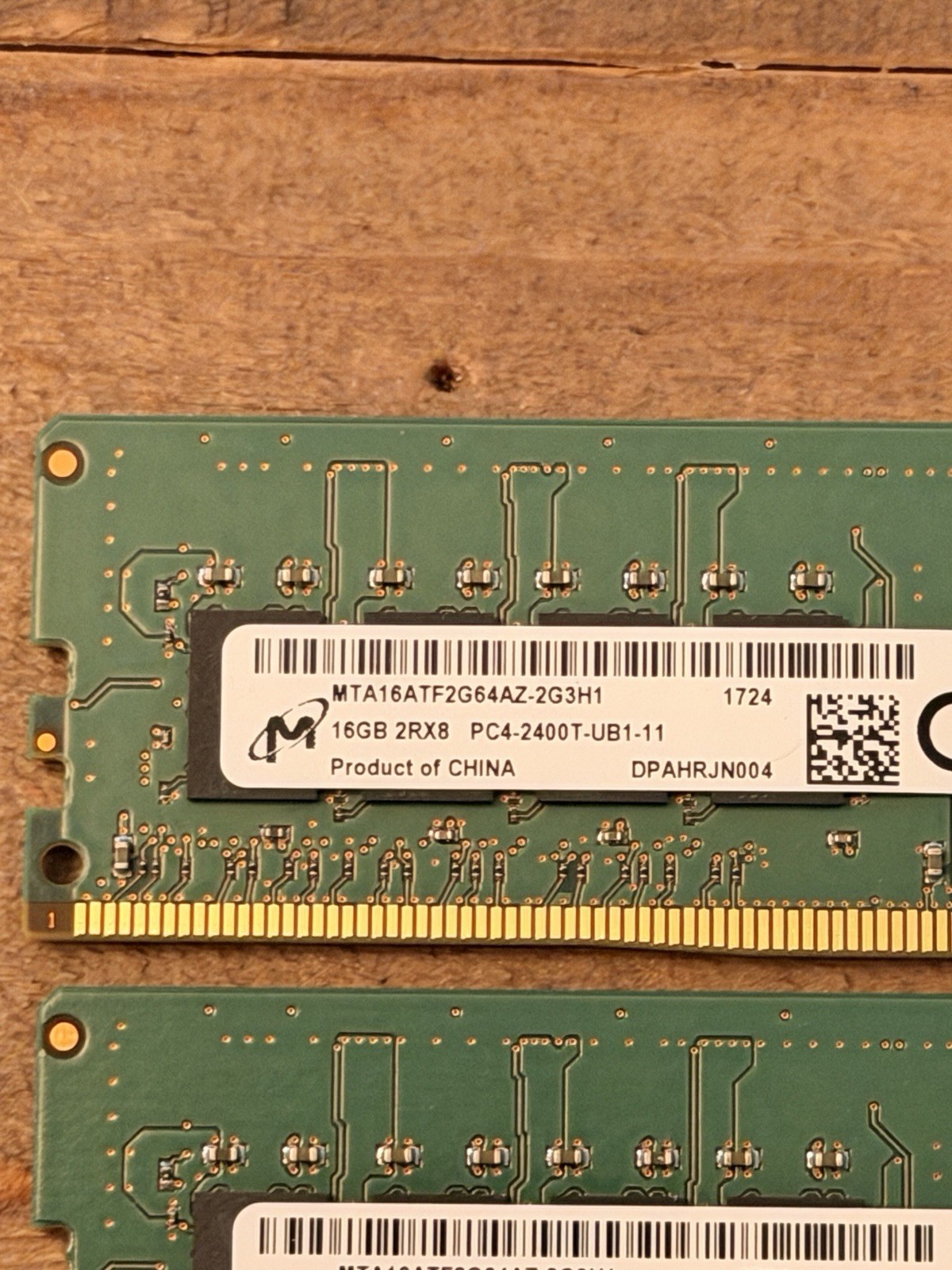 Lot of 4 Micron 16GB 2Rx8 PC4-2400T-UB1-11 Unbuffered RAM MTA16ATF2G64AZ-2G3H1
